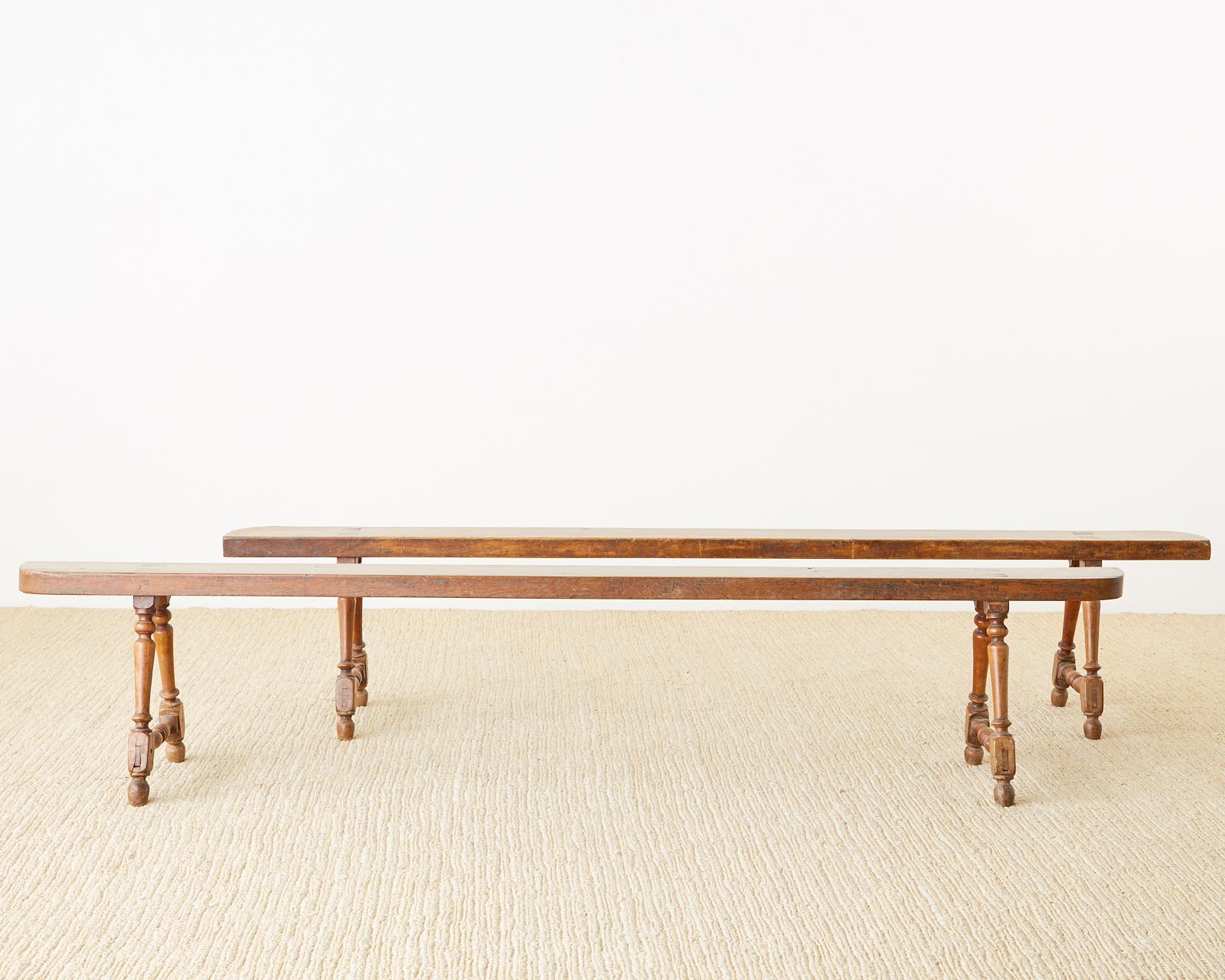 Pair of 19th Century French Oak Farmhouse Benches 1