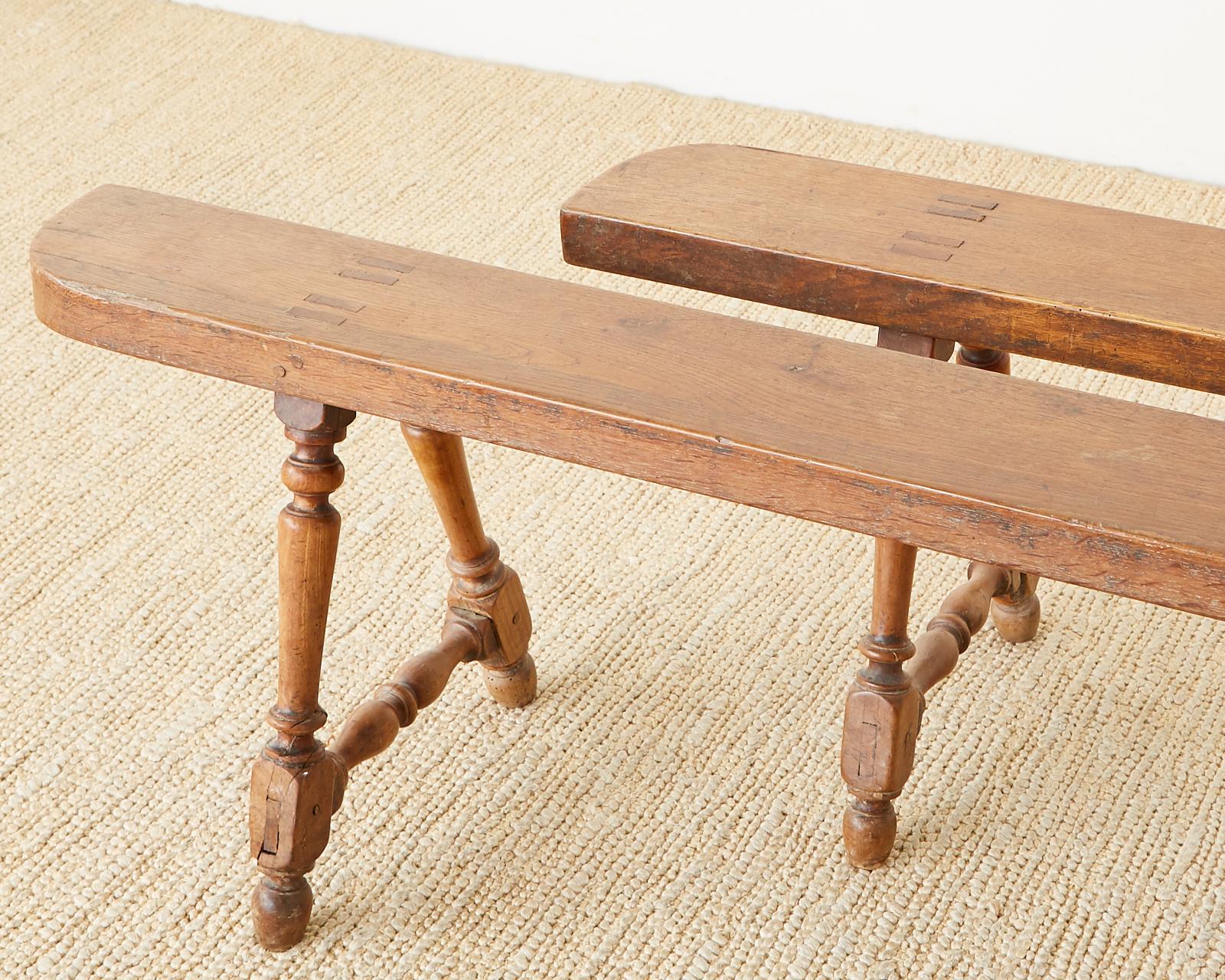 Pair of 19th Century French Oak Farmhouse Benches 2
