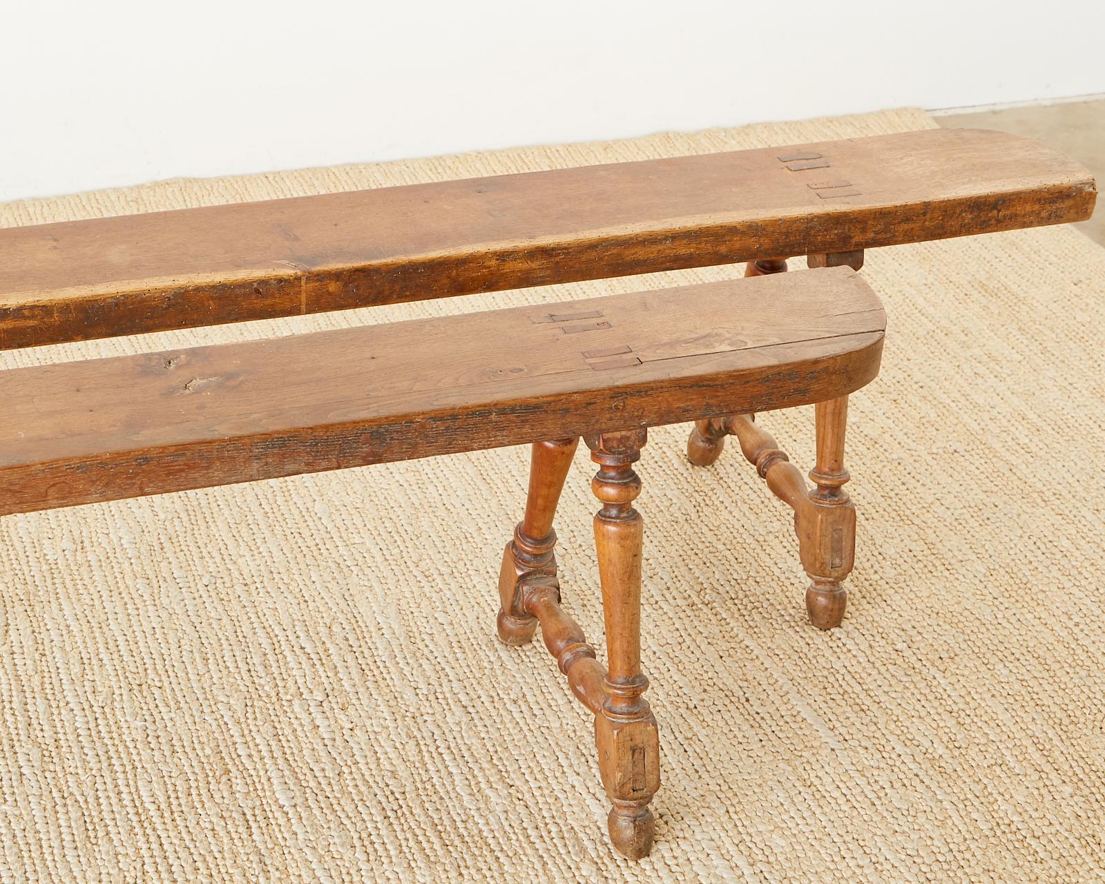 Pair of 19th Century French Oak Farmhouse Benches 3
