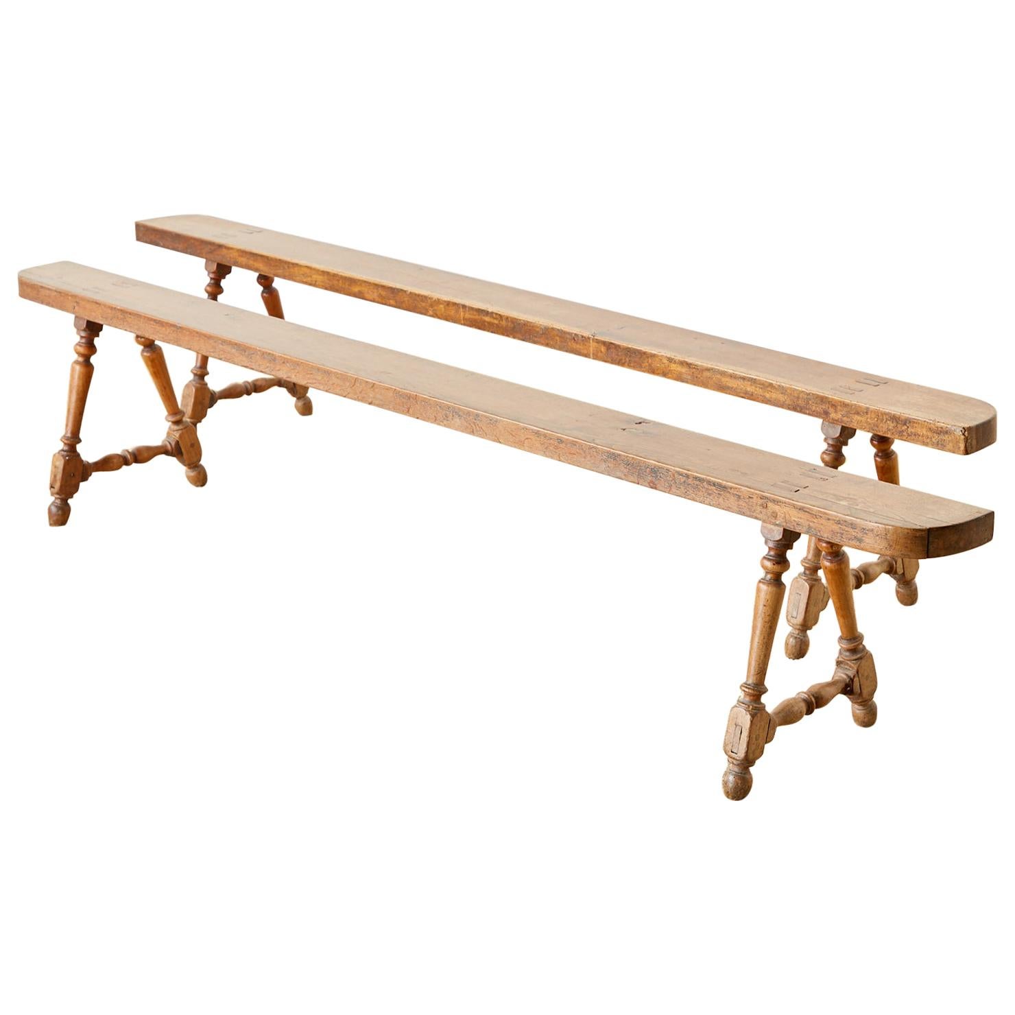 Pair of 19th Century French Oak Farmhouse Benches