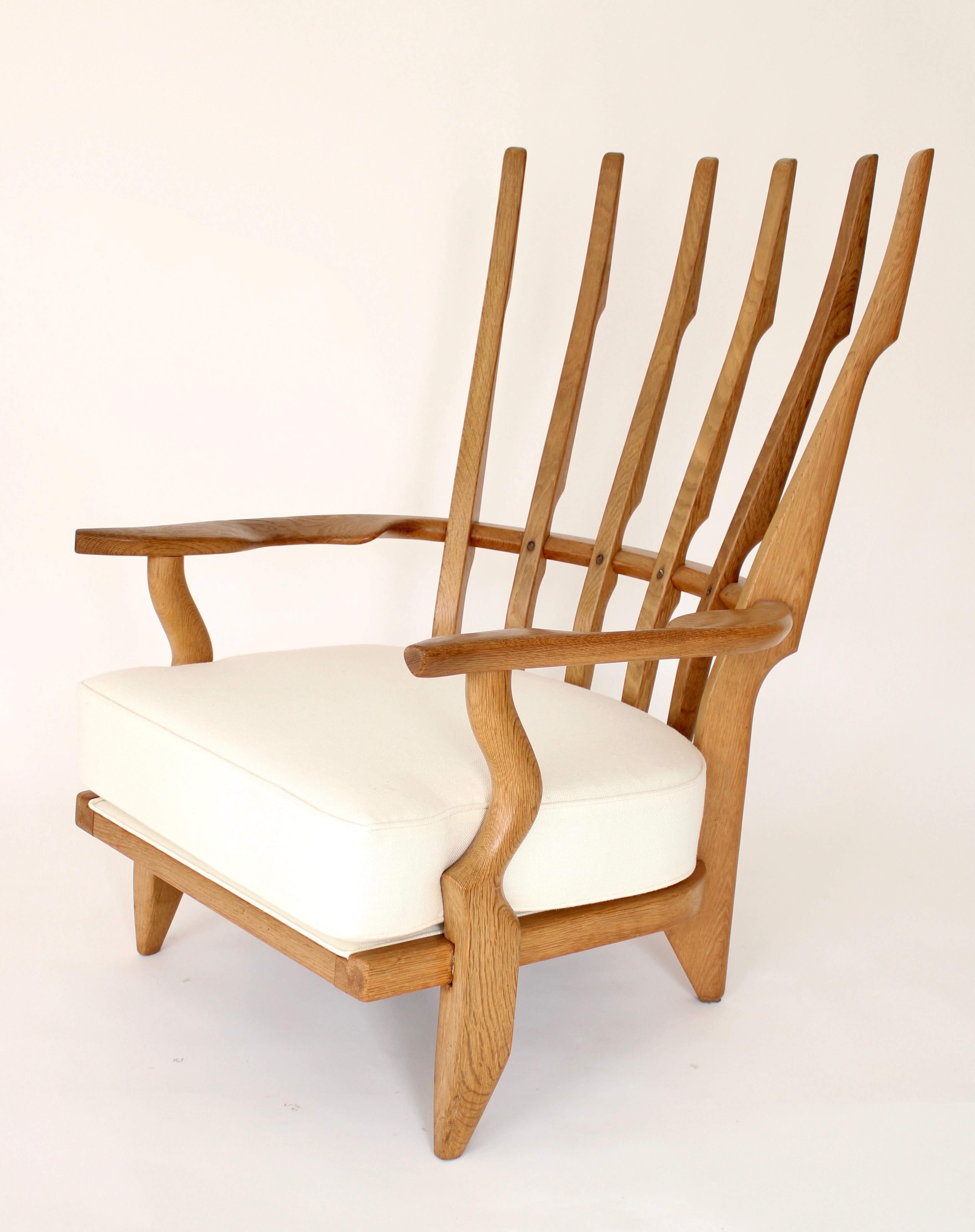 Guillerme et Chambron Votre Maison Pair of French Oak Grand Repos Lounge Chairs  5