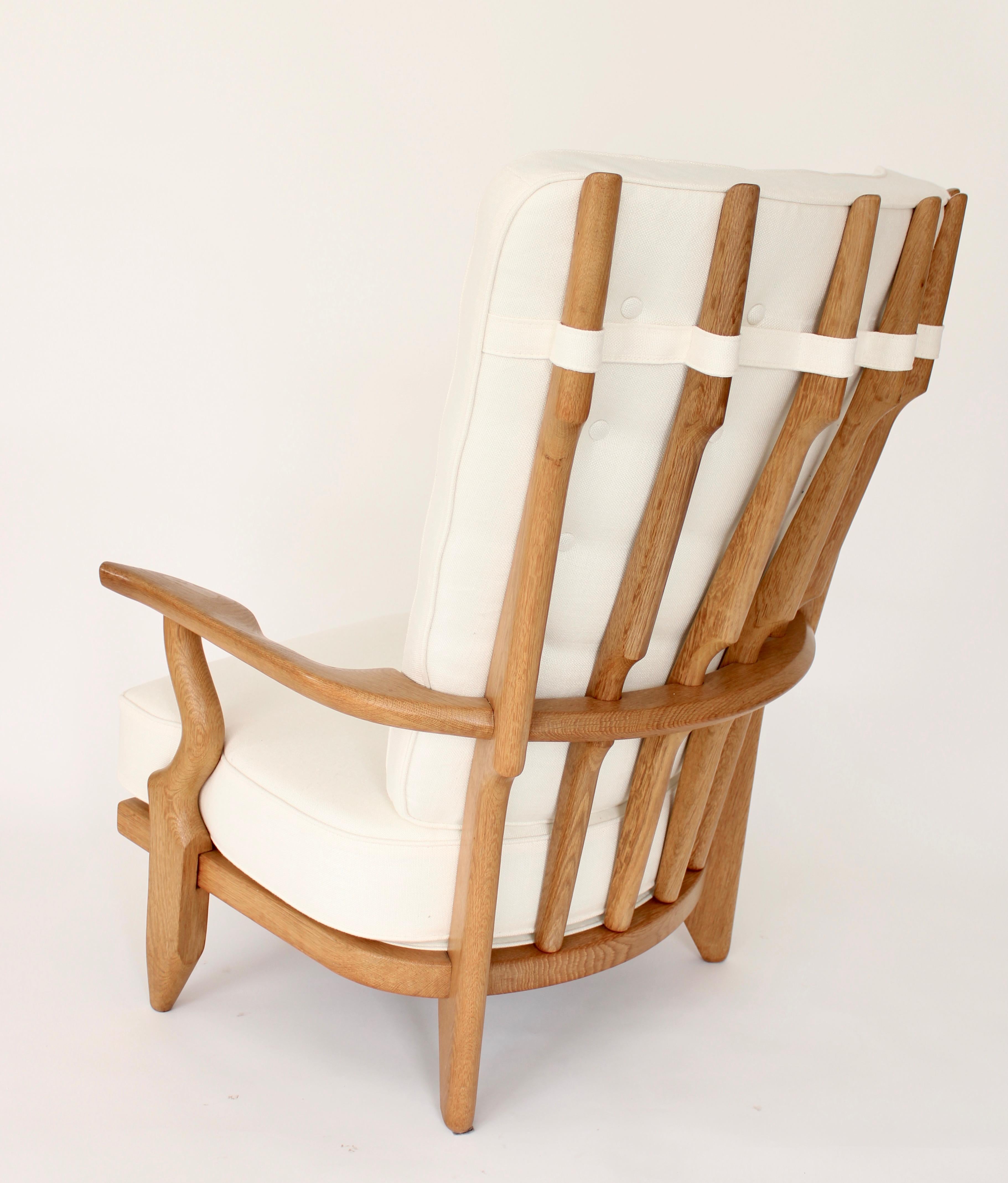 Guillerme et Chambron Votre Maison Pair of French Oak Grand Repos Lounge Chairs  1