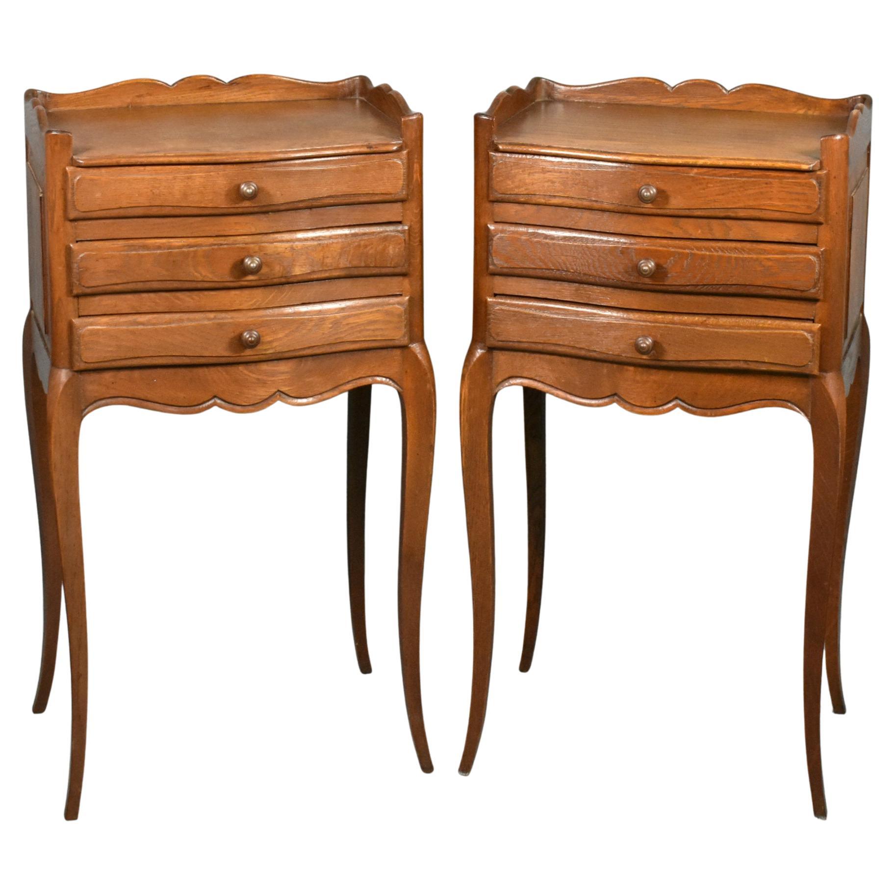 Pair of French Oak Night Stands, Louis XVI Style, Mid-Century 1950s