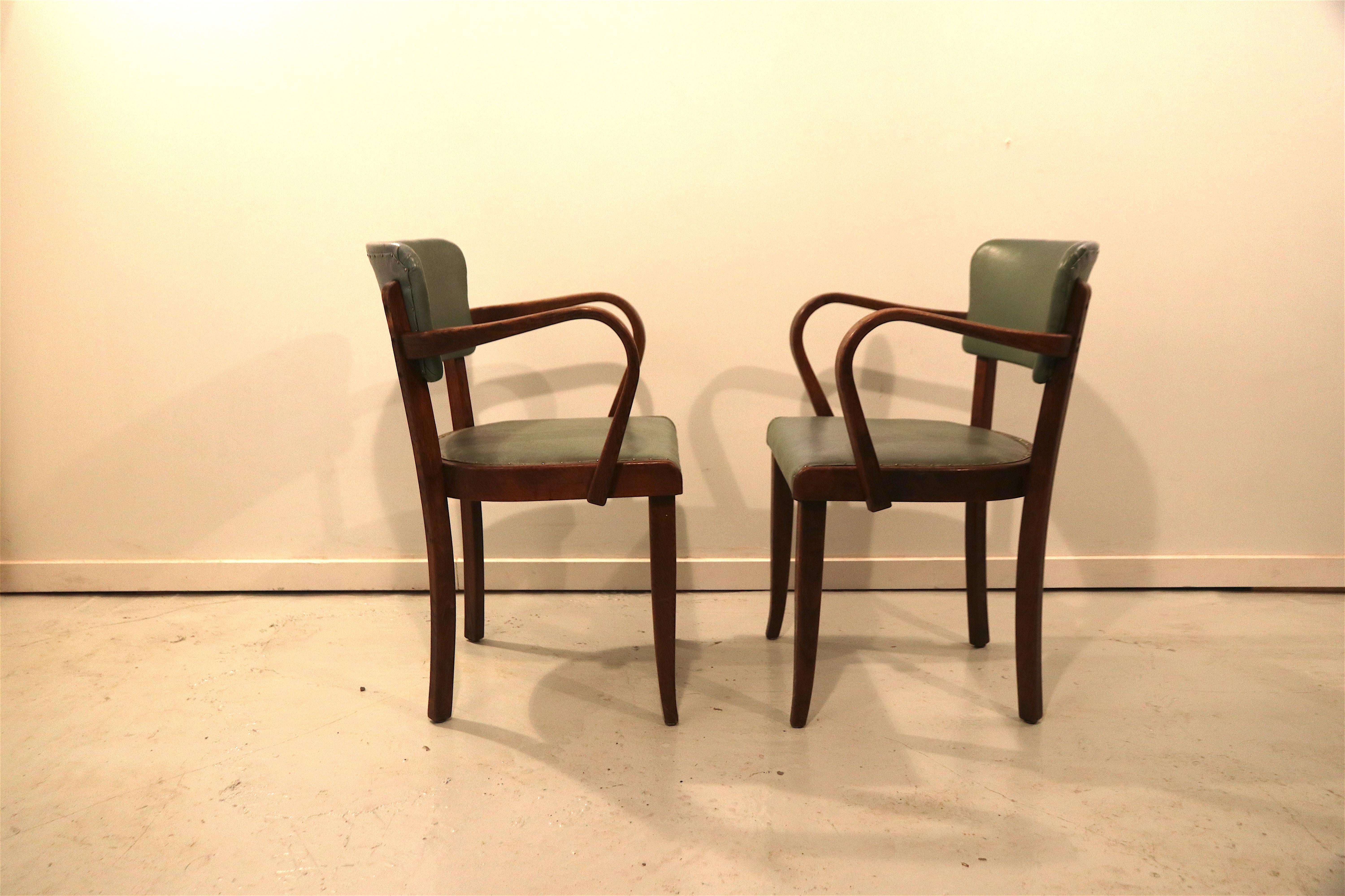 Mid-20th Century Pair of French Oak Side Chairs