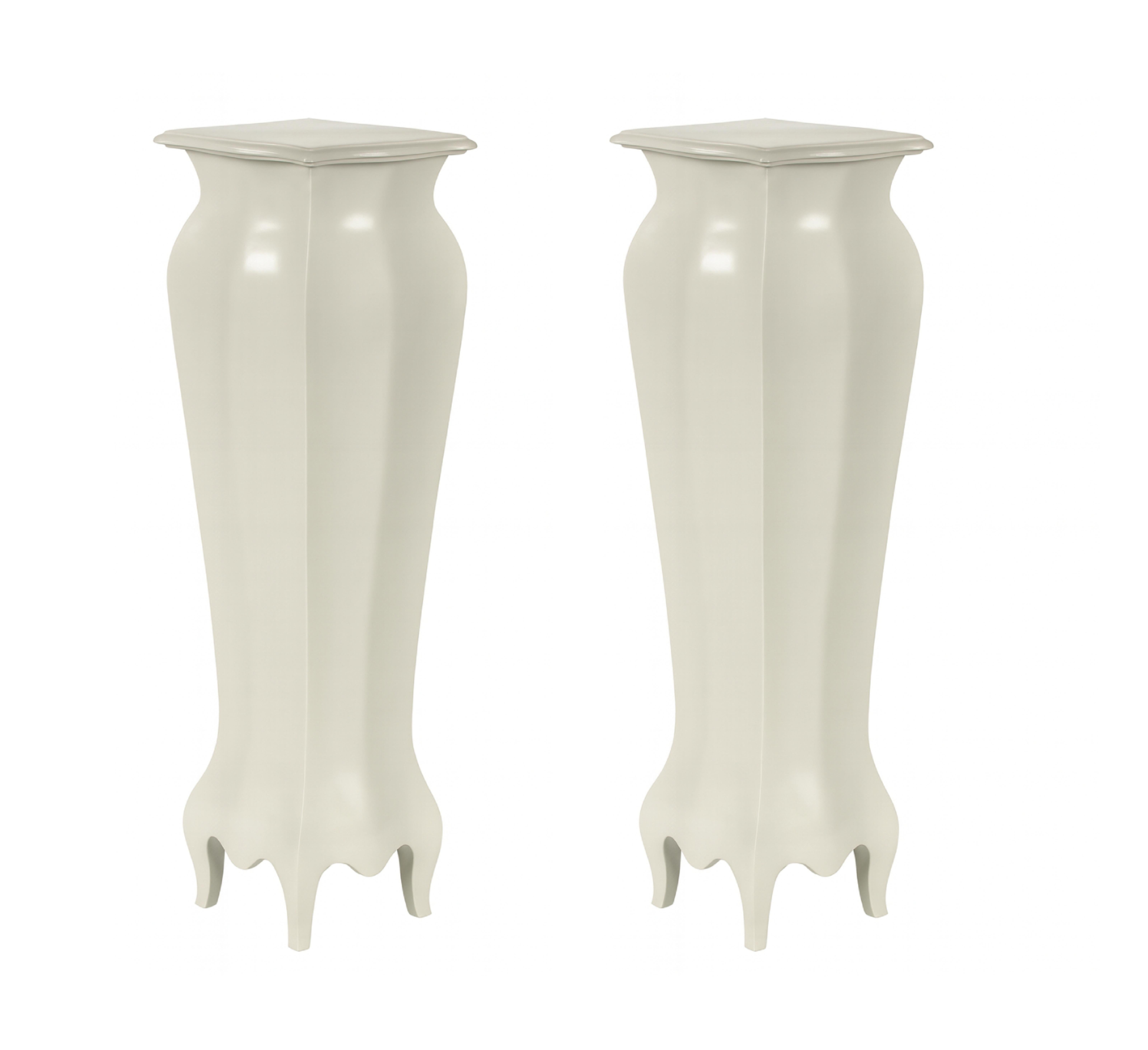 Pair of French Off White Louis XVI Column Pedestal, 19th Century For Sale 4