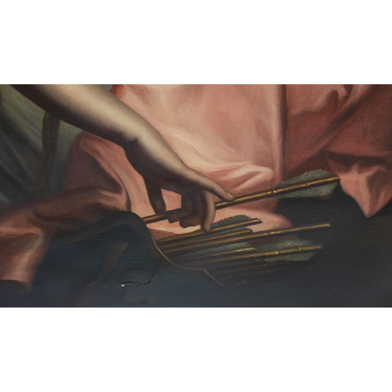 Paar französische Ölgemälde auf Leinwand „Diana & Flora“ nach Jean-Marc Nattier im Angebot 5