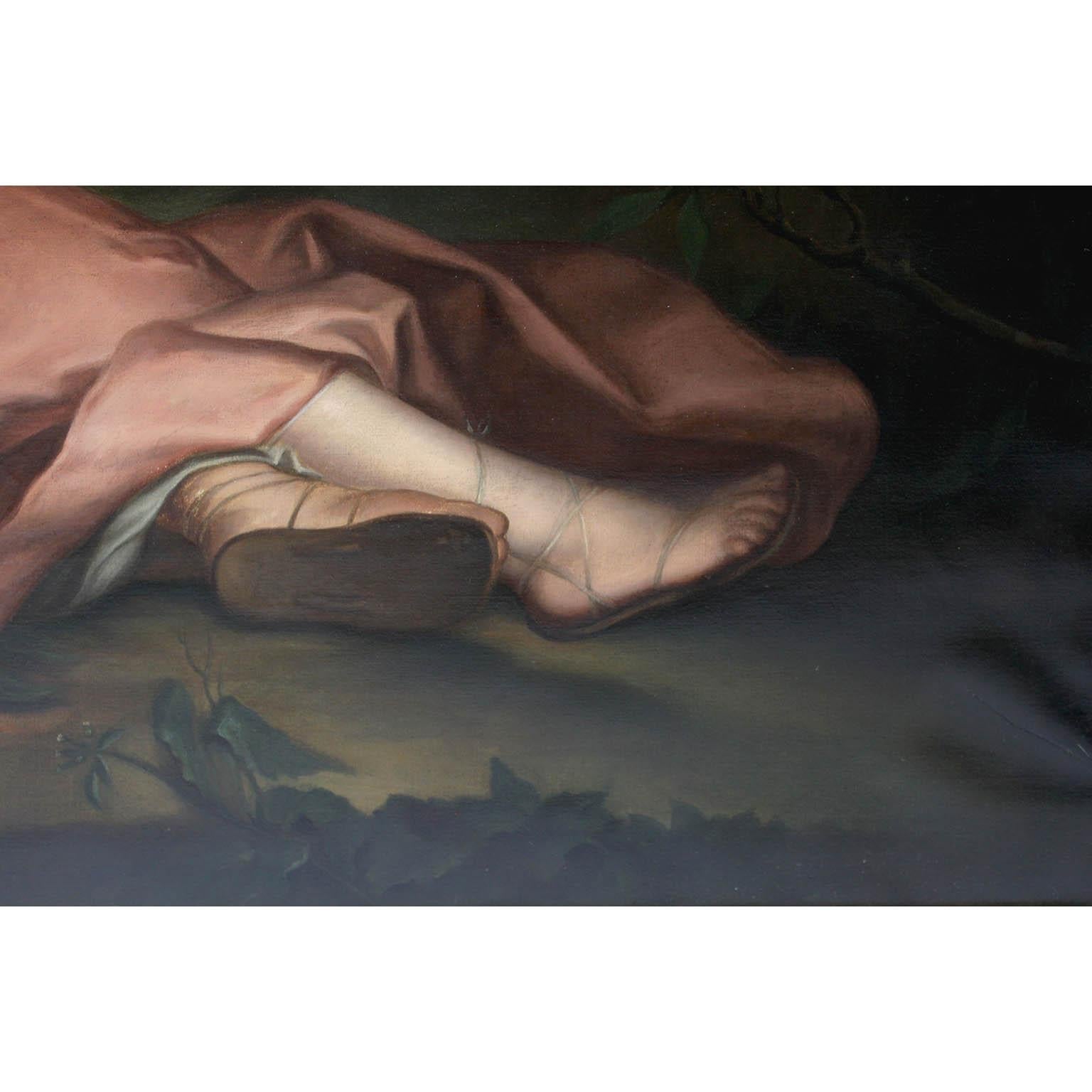 Paar französische Ölgemälde auf Leinwand „Diana & Flora“ nach Jean-Marc Nattier im Angebot 7