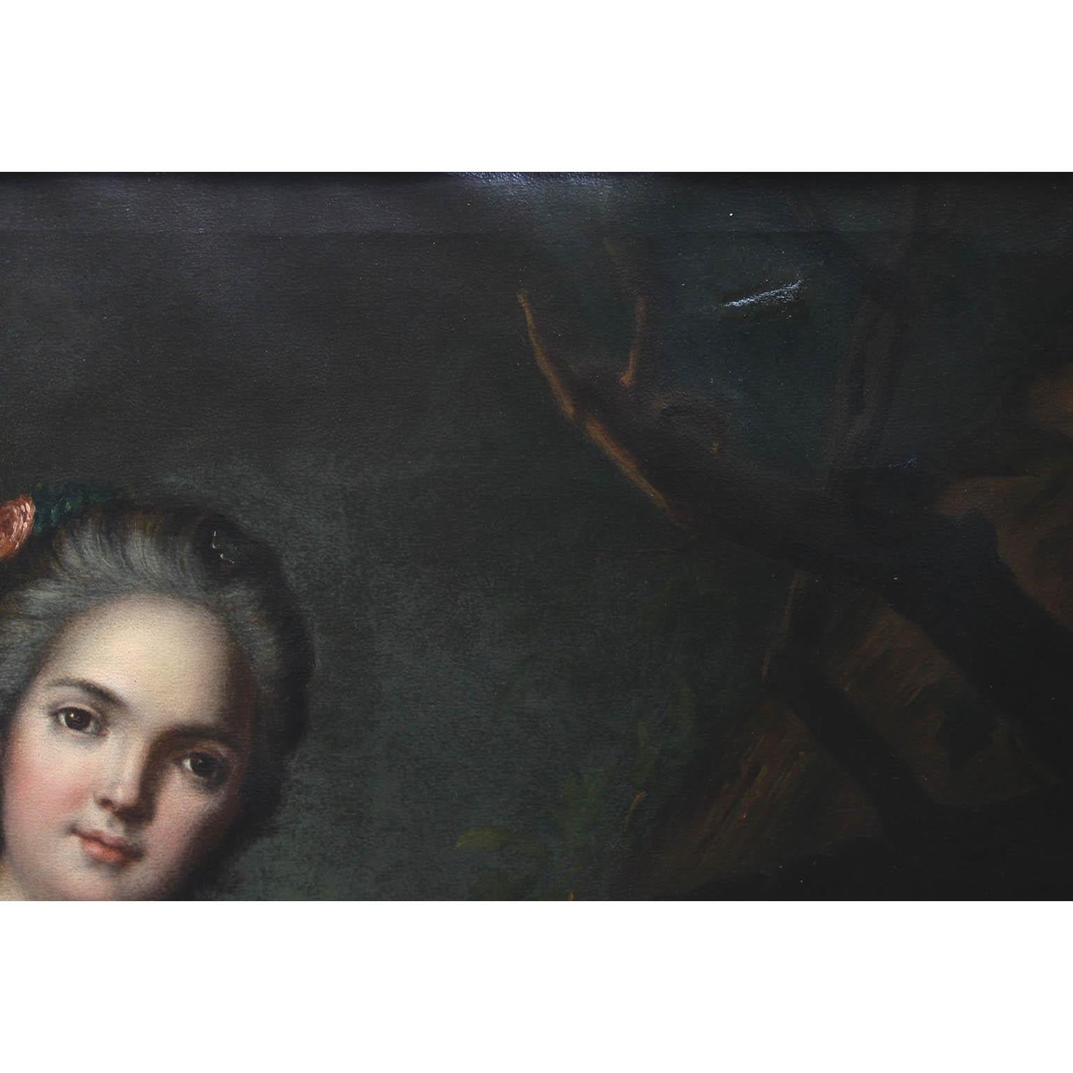 Paar französische Ölgemälde auf Leinwand „Diana & Flora“ nach Jean-Marc Nattier im Angebot 2
