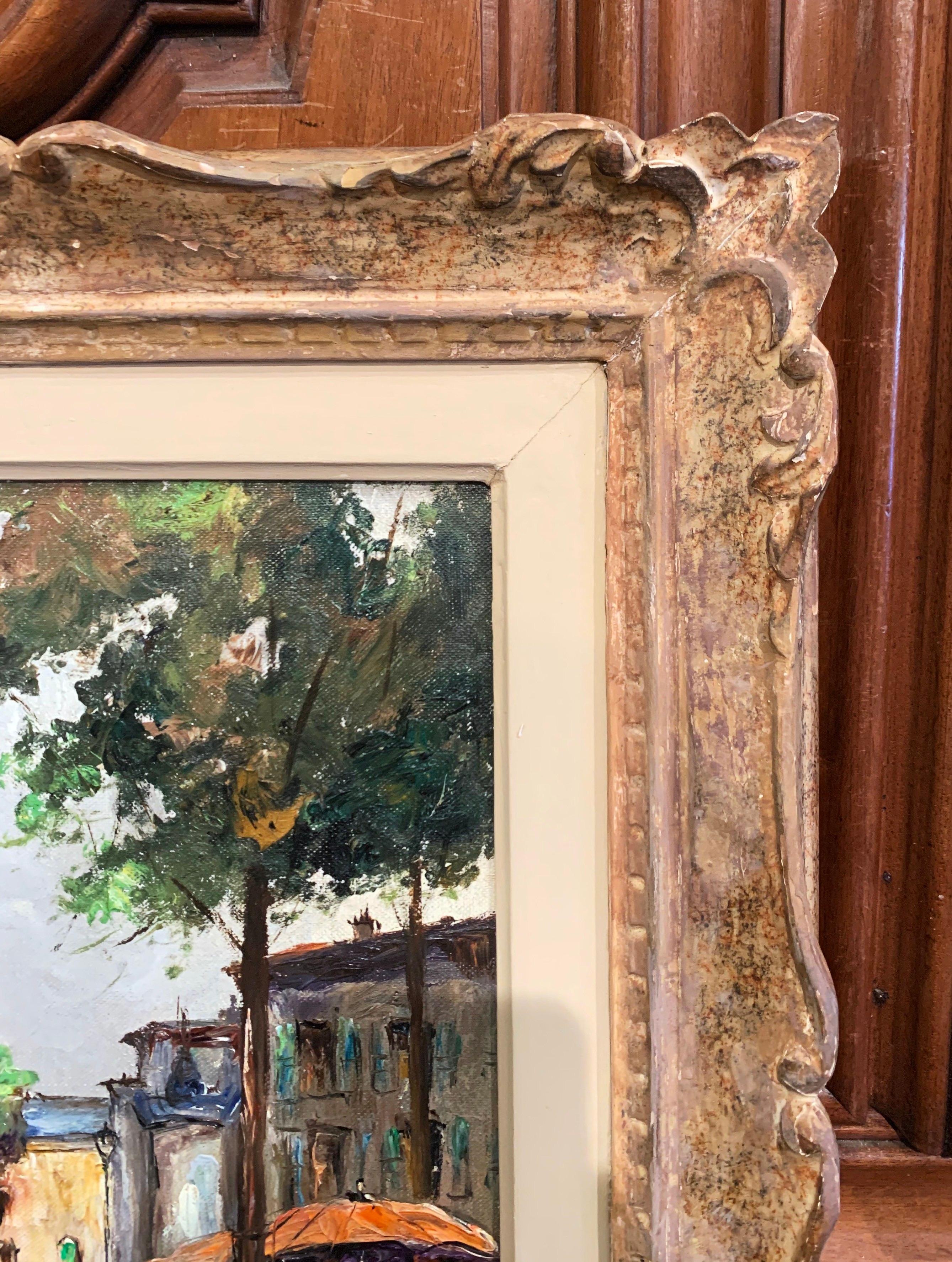 Pair of French Oil on Canvas Paris Paintings in Carved Frames Signed M. Abougit 7