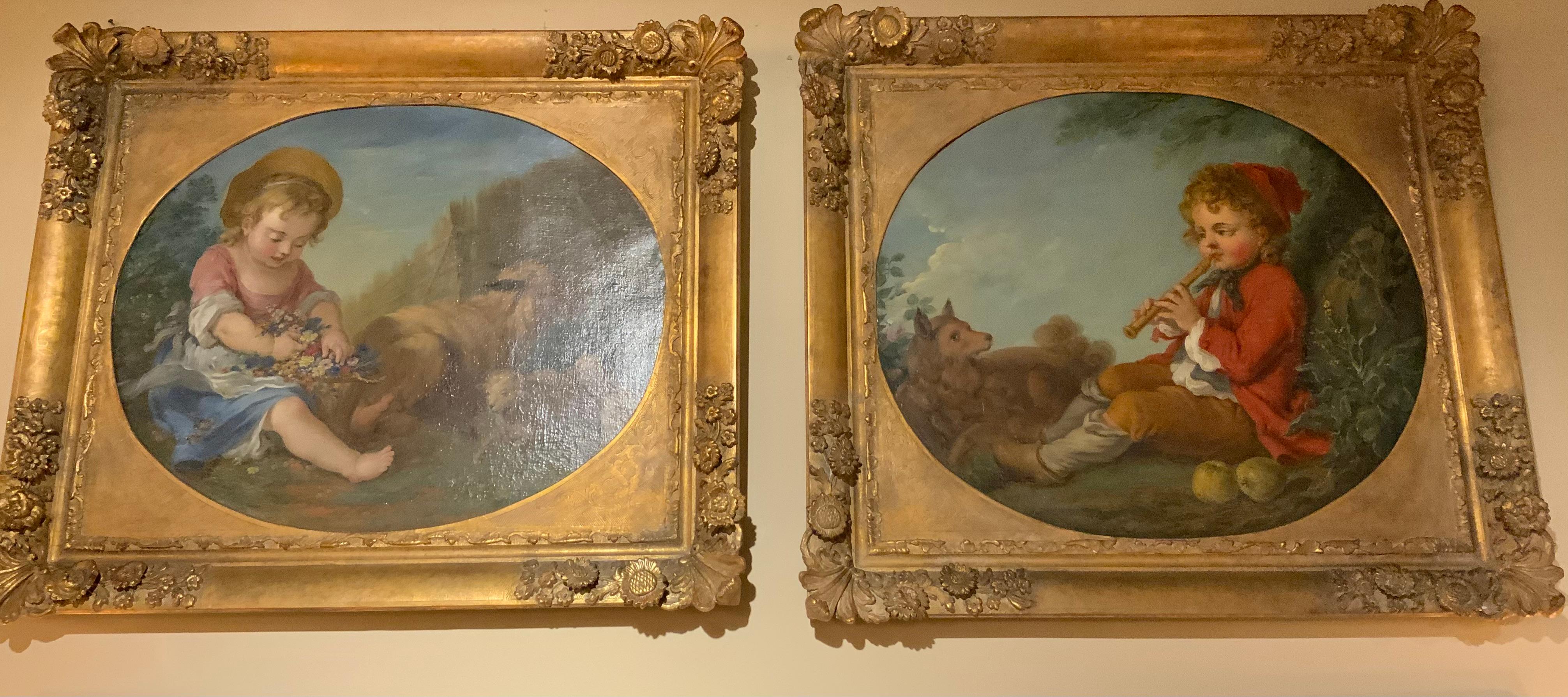 Rococo Pair of French  oil paintings after Francois Boucher  For Sale