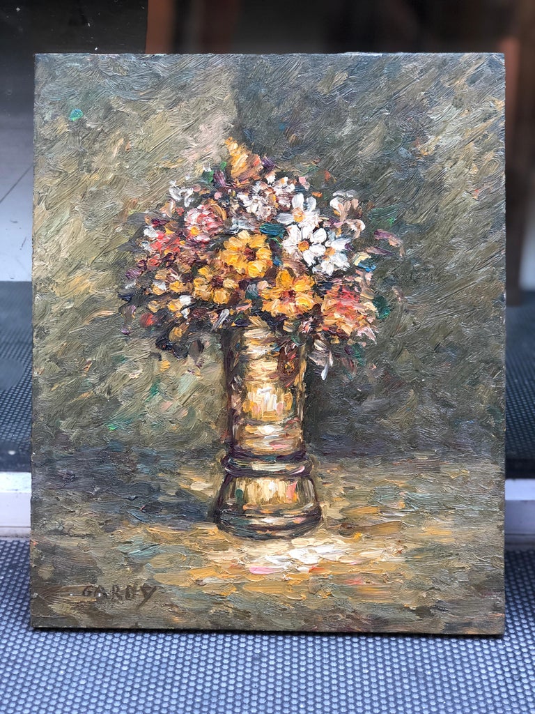 Pair of French Oil Paintings Floral Nature Morte by Gardy Claude, 1947 In Good Condition For Sale In Pully, CH