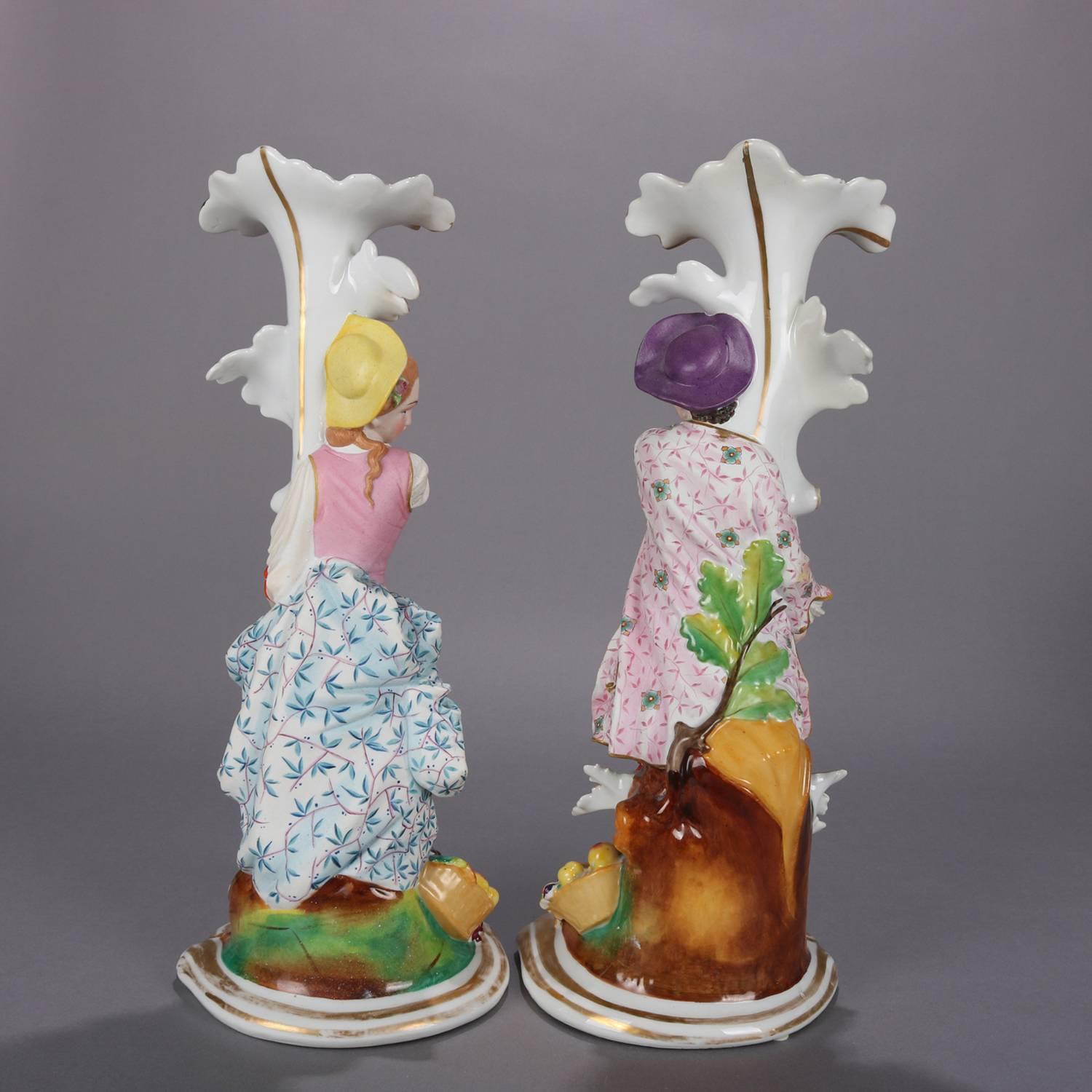 Pair of French Old Paris Hand-Painted and Gilt Porcelain Figural Spill Vases 1