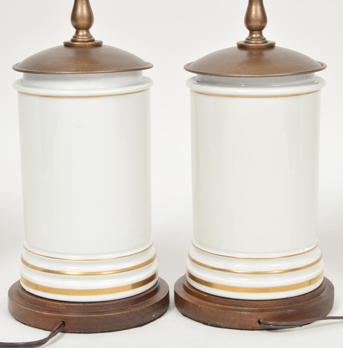 Pair of French 'Old Paris' Hand Painted Porcelain Apothecary Jars as Table Lamps In Good Condition In Ft. Lauderdale, FL