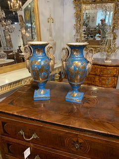 Pair of French Old Paris Porcelain Hand Painted Vases