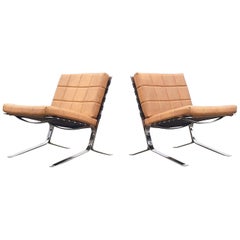 Pair of French Olivier Mourgue Beige “Joker” Easy Chairs for Airborne, 1960s