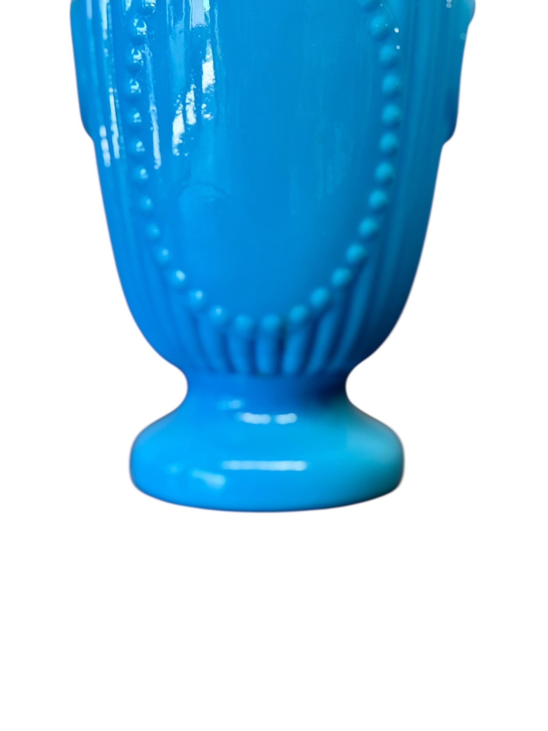 XIX secolo Pair of French Opaline Blue Glass Vases, 19th Century in vendita