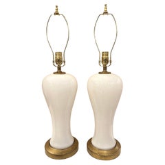 Pair of French Opaline Glass Lamps