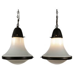Pair of French Opaline Glass Pendant Lights