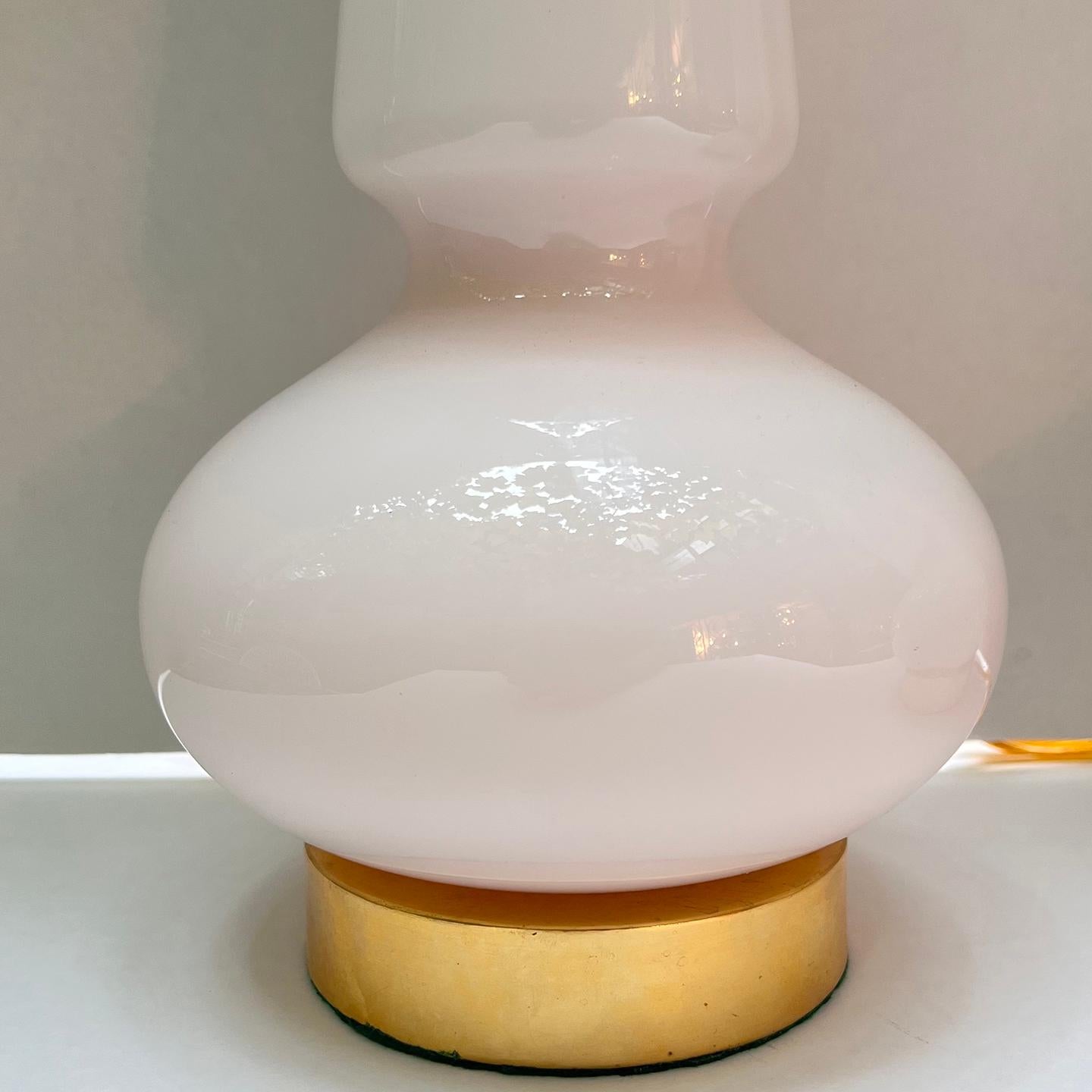 Mid-20th Century Pair of French Opaline Pink Lamps For Sale