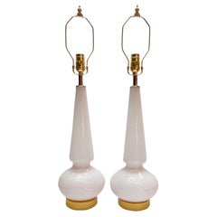Pair of French Opaline Pink Lamps
