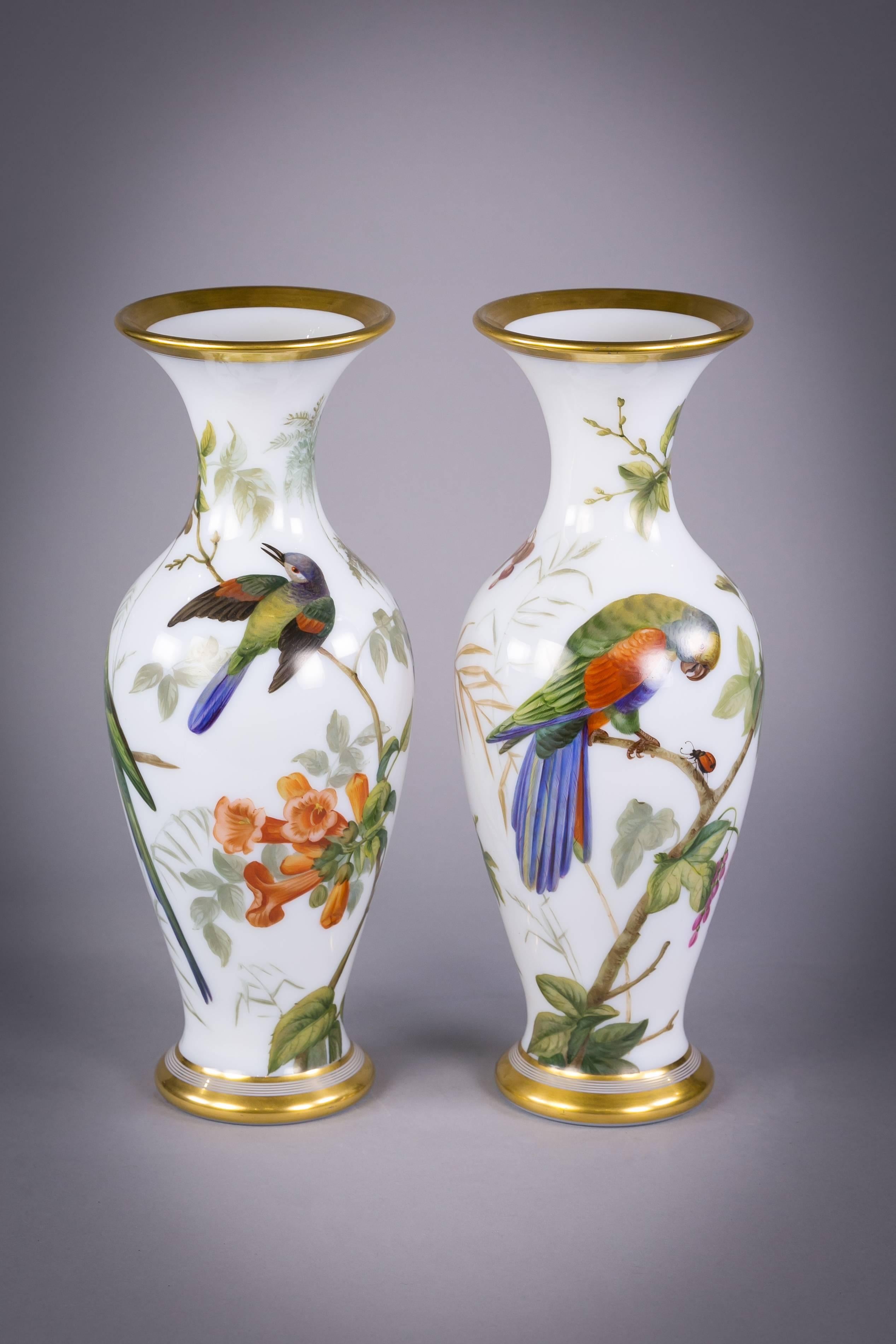 Pair of French opaline bases, Baccarat, circa 1835.