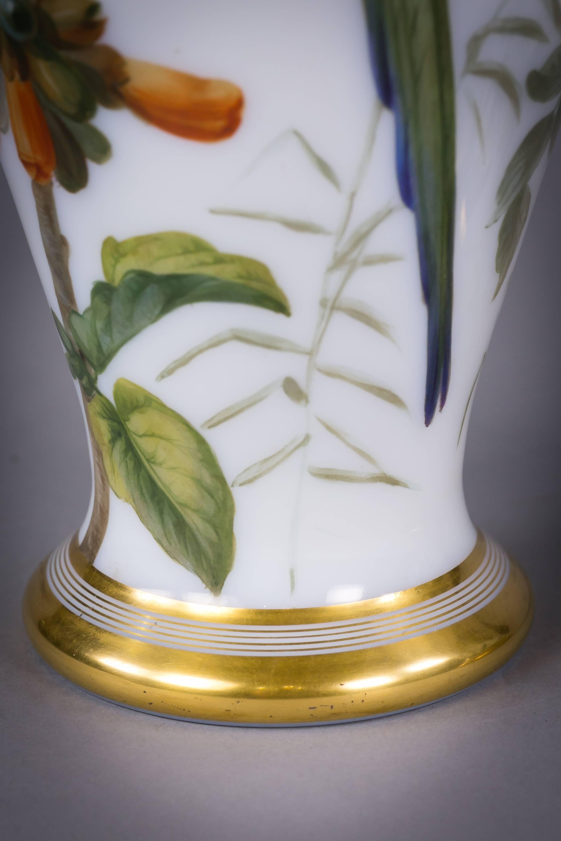 Mid-19th Century Pair of French Opaline Vases, Baccarat, circa 1835 For Sale