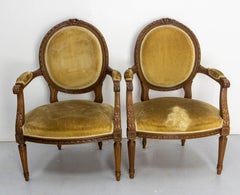 Paar offene französische Sessel Louis XVI Medaillon Fauteuils, um 1900