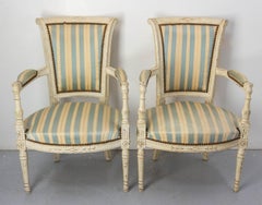 Pair of French Open Armchairs Louis XVI Style Fauteuils, circa 1960