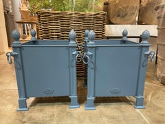 Pair of French Orangerie Planters in Buckland Blue Metal