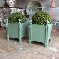 French Orangerie Planters in Lehigh Green, Aluminum, Modern Design