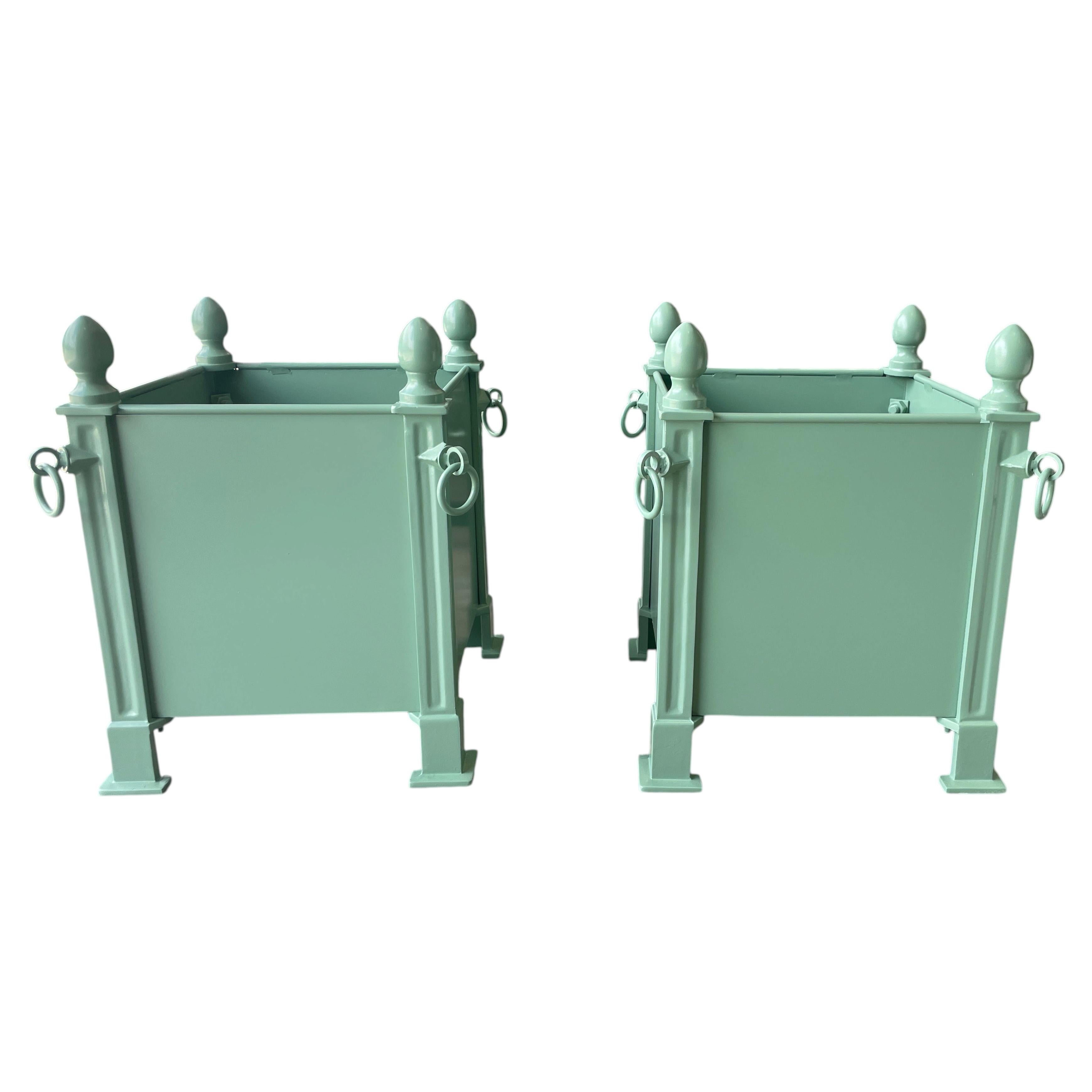French Orangerie Planters in Lehigh Green, Aluminum, Modern Design