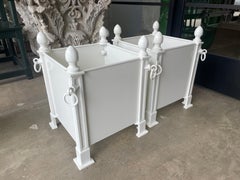Pair of French Orangerie Planters in White