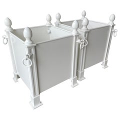 Pair of French Orangerie Planters in White