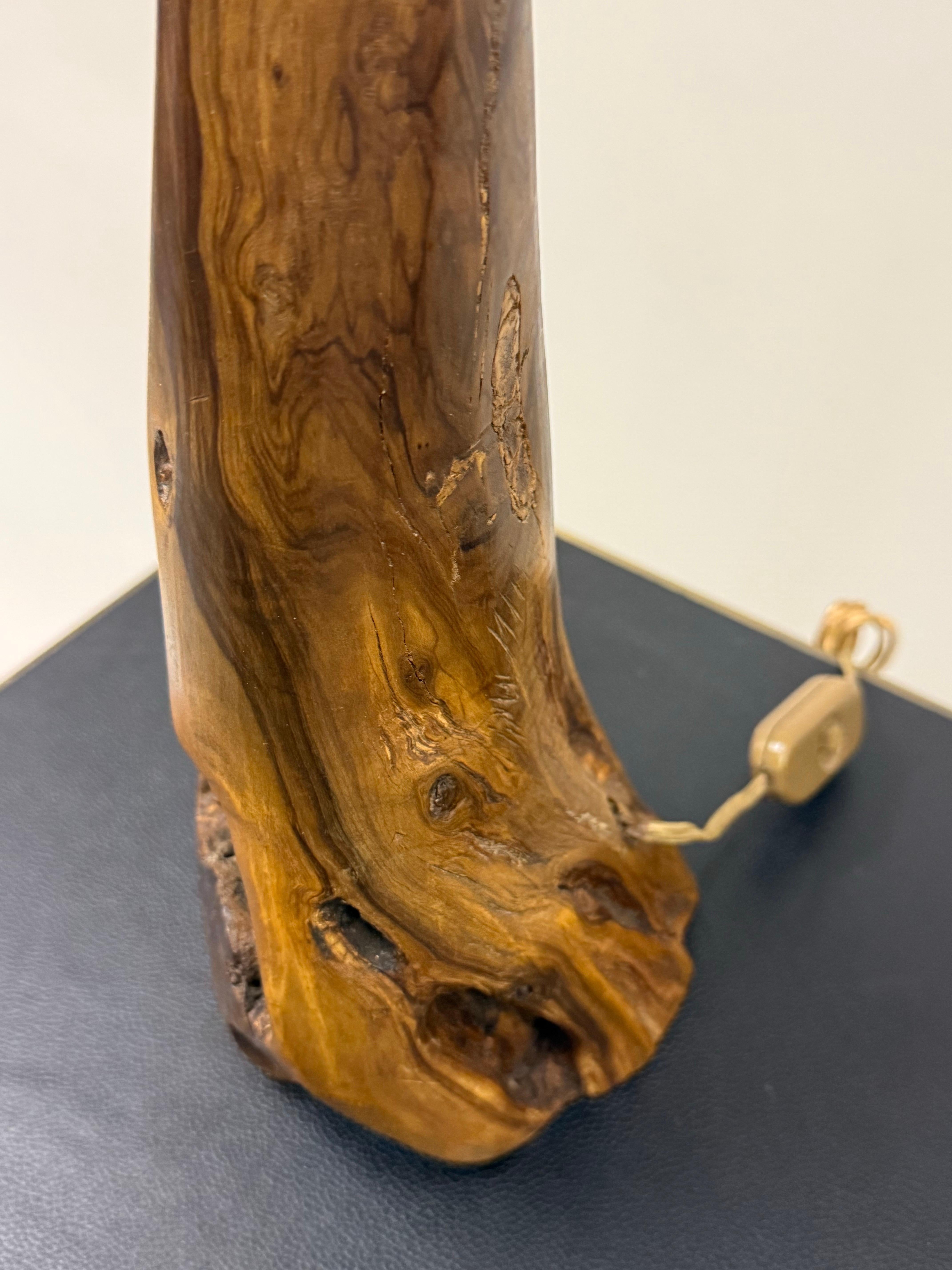 Pair of French Organic Modern Craftsman Olive Wood Table Lamps, Alexandre Noll For Sale 5