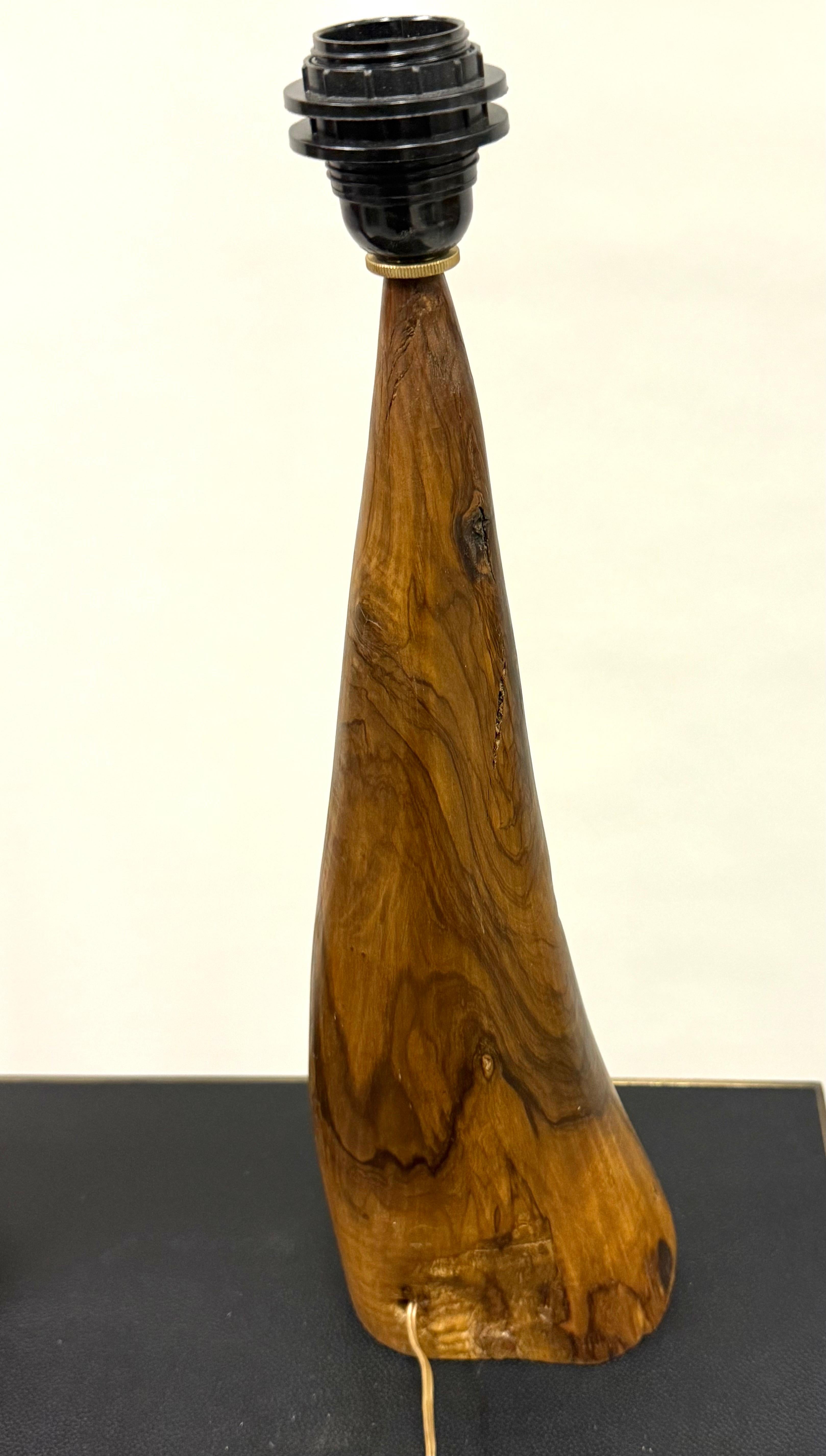 Pair of French Organic Modern Craftsman Olive Wood Table Lamps, Alexandre Noll For Sale 2