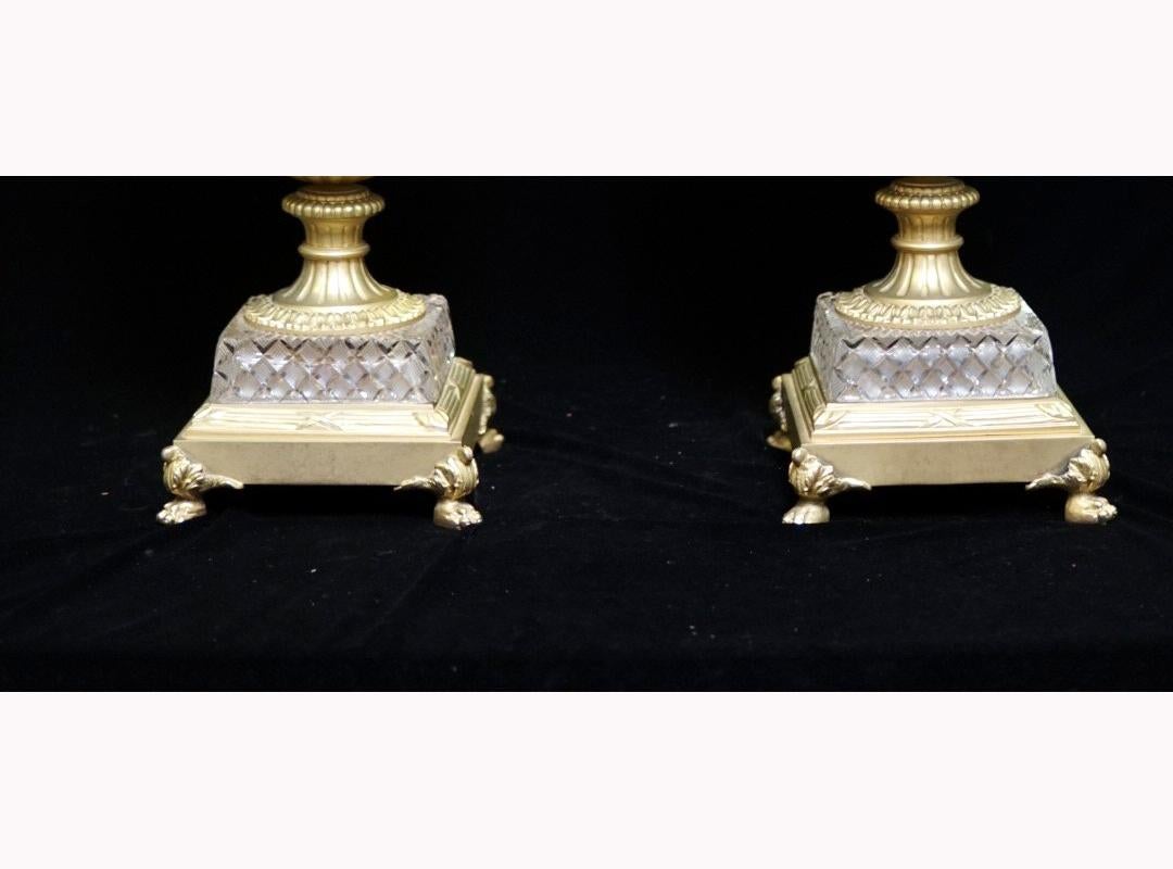 Pair of French Ormolu and Cut Crystal Urns 2