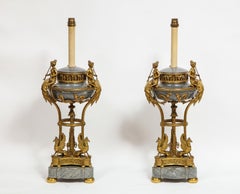 Pair of French Ormolu and Gray Marble Brule Parfums Attributed to Paul Sormani