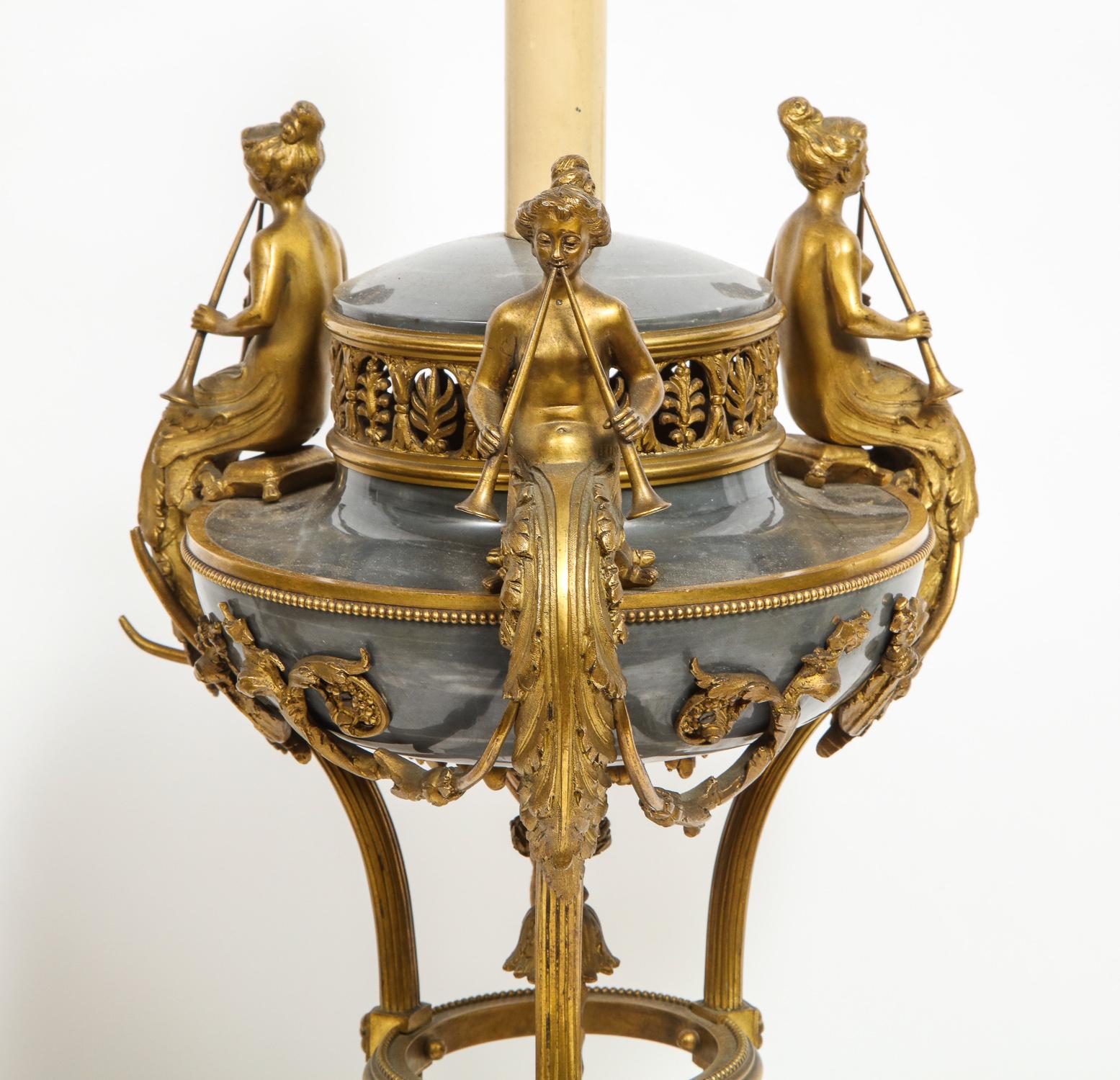 Pair of French Ormolu and Gray Marble Brule Parfums Attributed to Paul Sormani 1