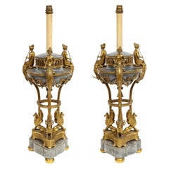 Pair of French Ormolu and Gray Marble Brule Parfums Attributed to Paul Sormani