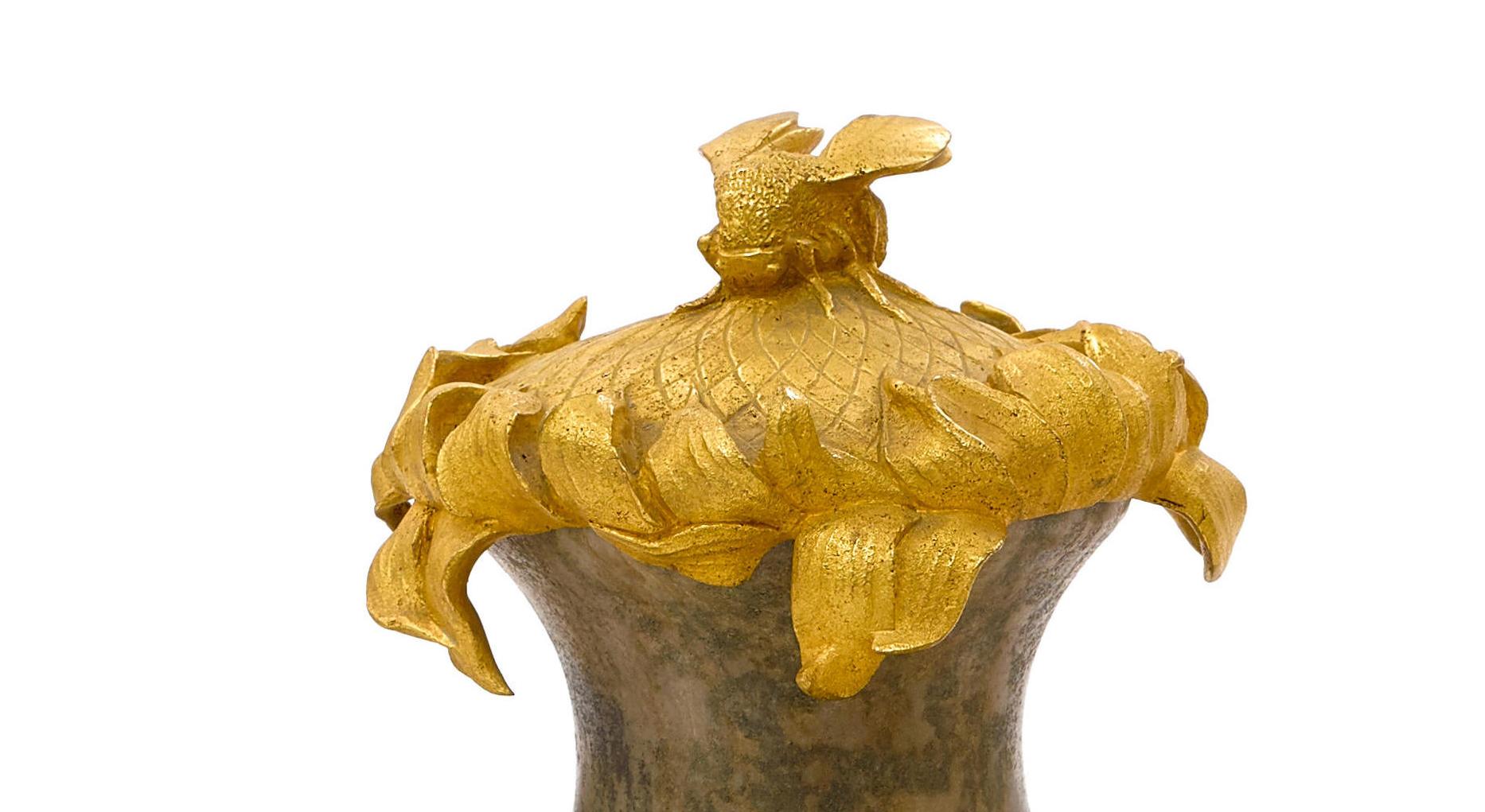 Pair of French Ormolu and Marble Urns Signed Sanglan, 19th Century For Sale 10