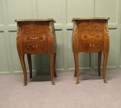 Pair of French Ormolu and Walnut Side Cabinets This is a very beautiful pair