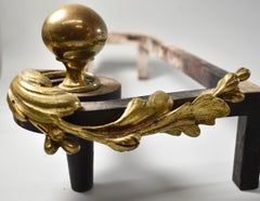 Pair of French Ormolu Andirons Louis XV Style Rococo