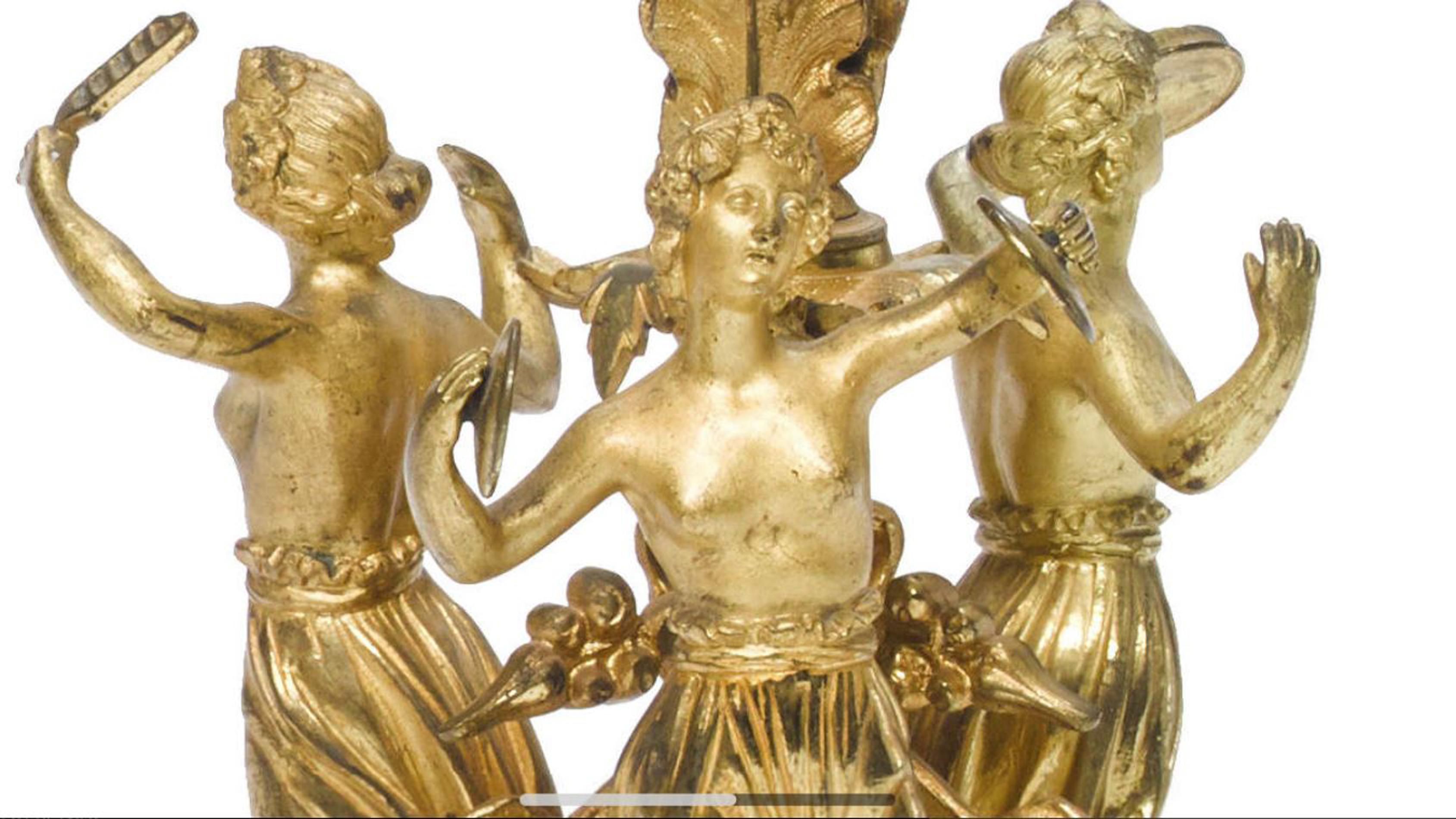 Bronze Pair of French Ormolu Figural Candelabra, 19th Century For Sale