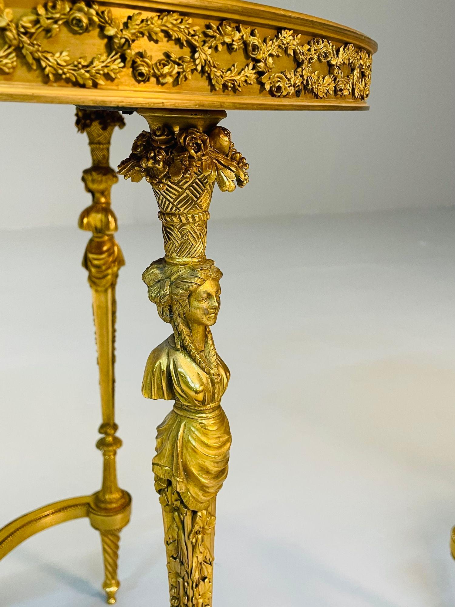 Adam Weisweiler, Gueridons, bronze doré, marbre, France, XIXe siècle en vente 4