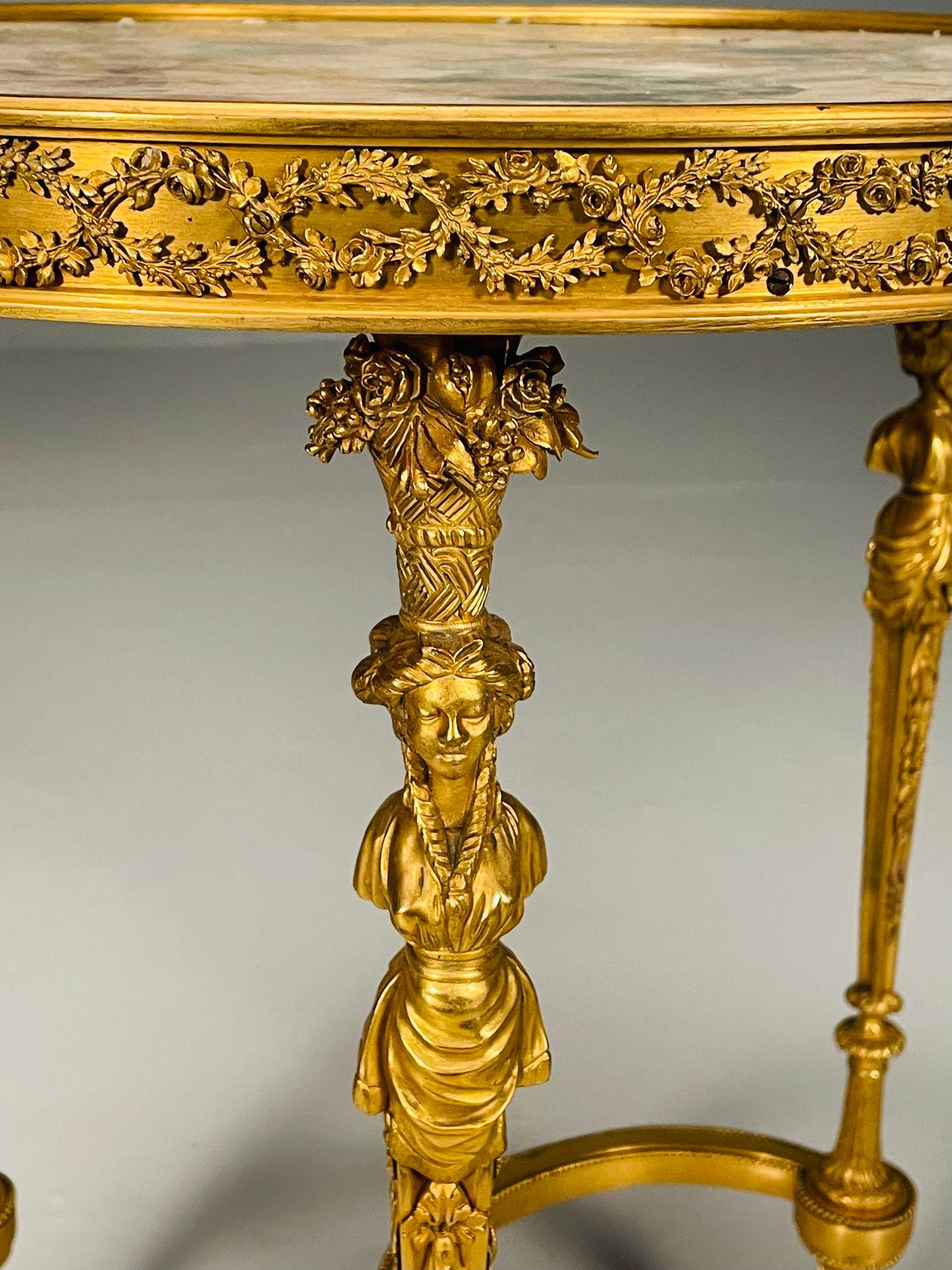 Adam Weisweiler, Gueridons, bronze doré, marbre, France, XIXe siècle en vente 9