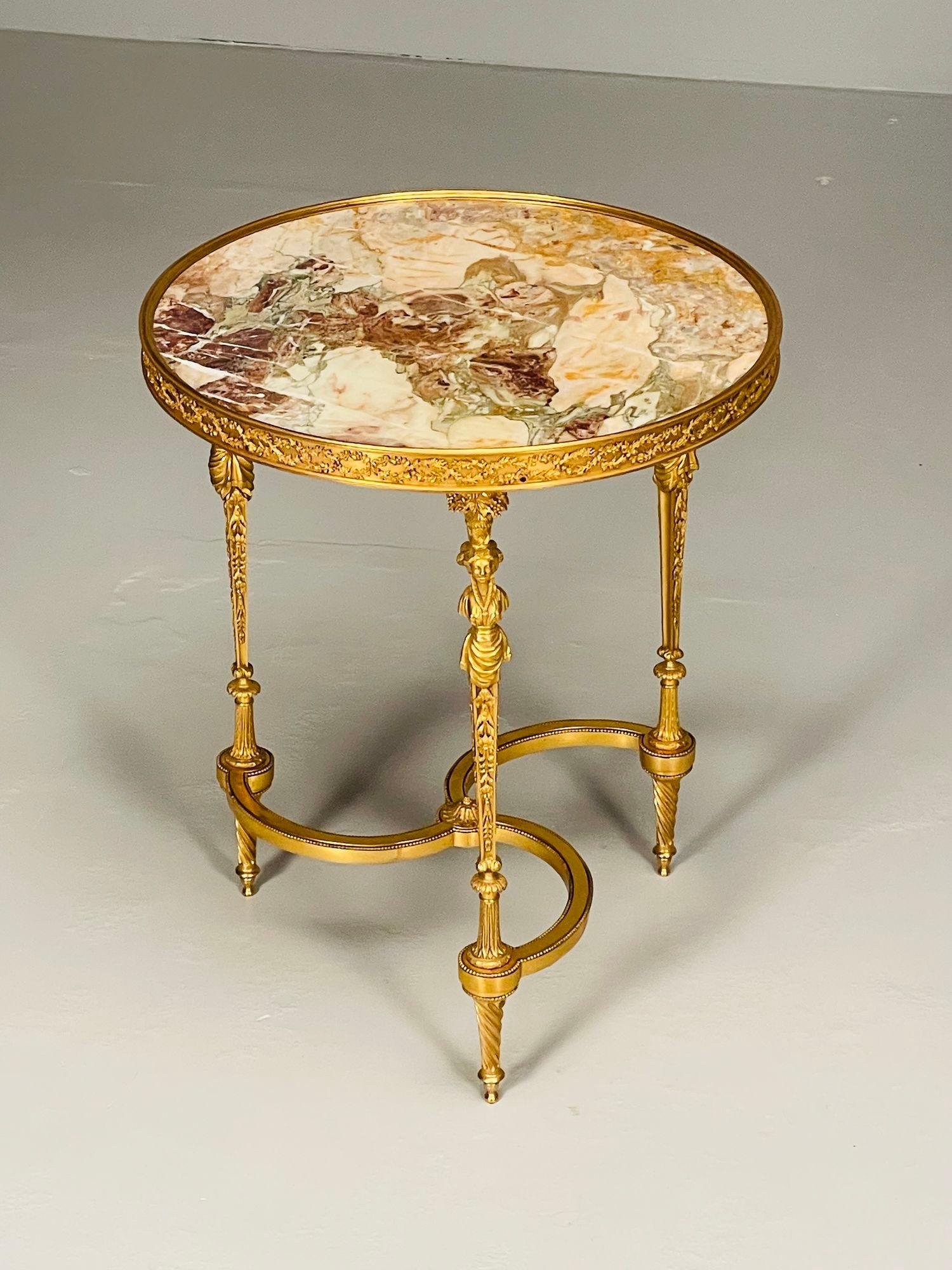 Adam Weisweiler Attr., Gueridons, Ormolu Bronze, Marble, France, 19th Century In Good Condition For Sale In Stamford, CT