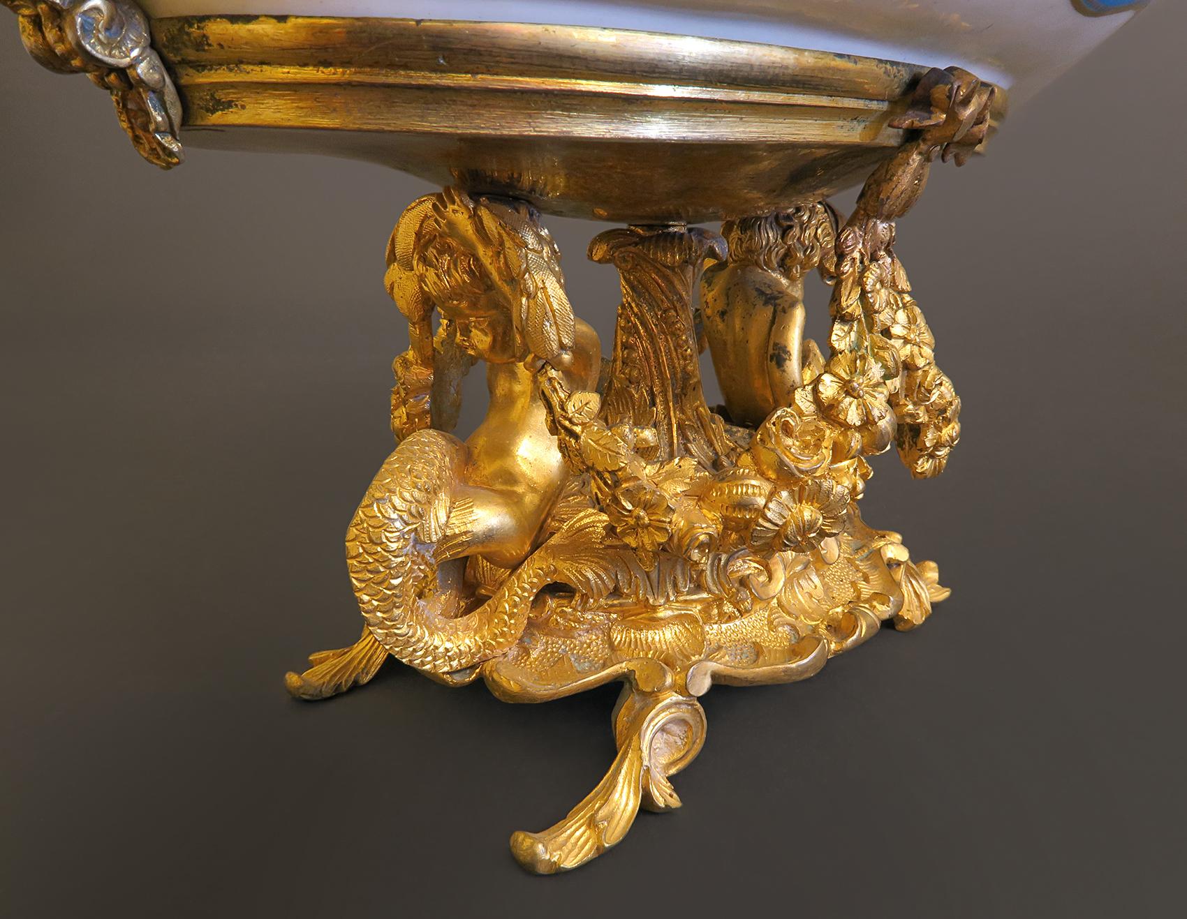 Pair Of French Ormolu Mounted Sevres Porcelain Centerpieces For Sale 1