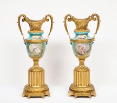 Pair of French Ormolu-Mounted Turquoise Sèvres Porcelain Vases, circa 1880