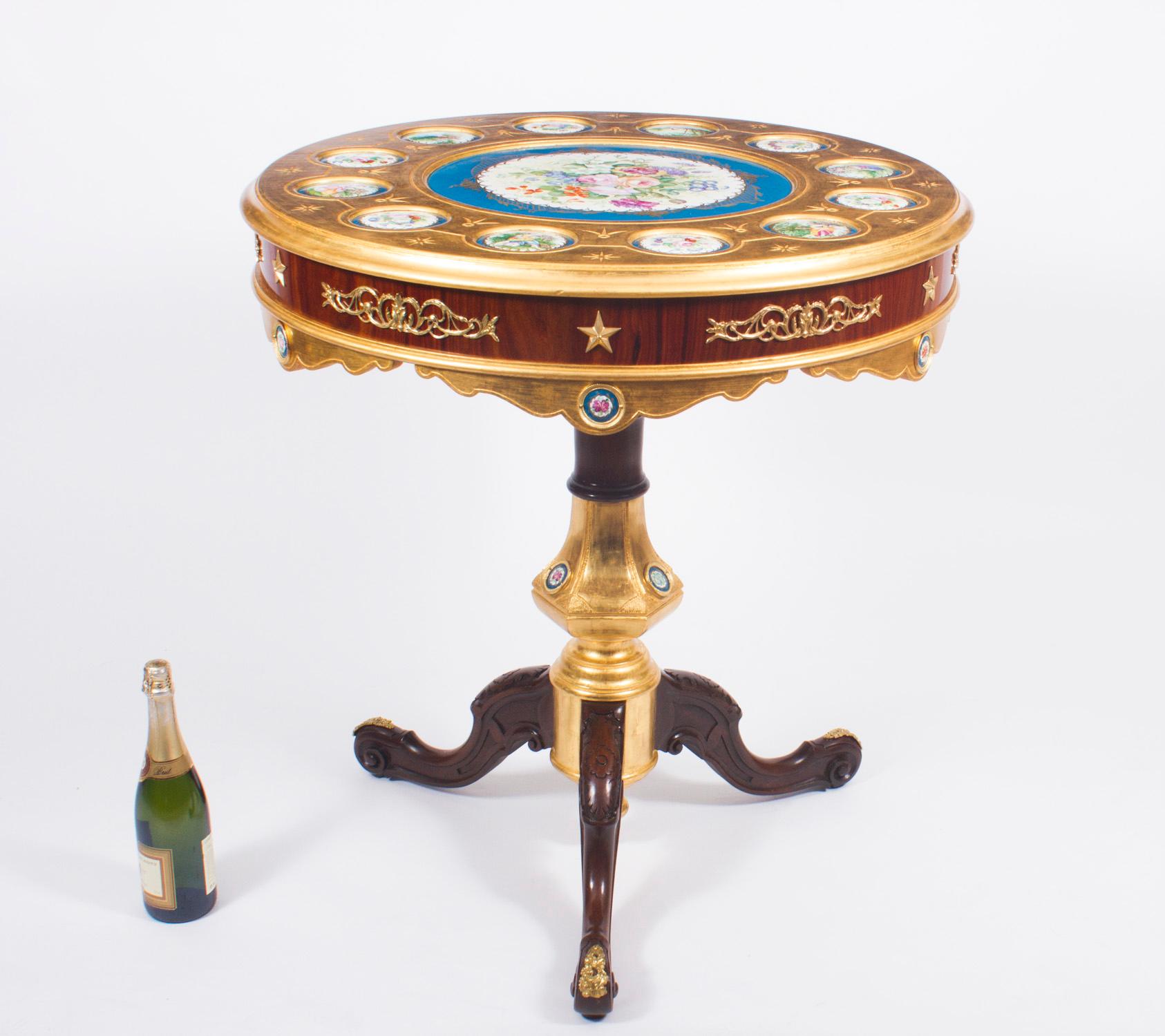 Pair of French Ormolu & Sevres Style Porcelain Occasional Side Tables 20th C For Sale 8