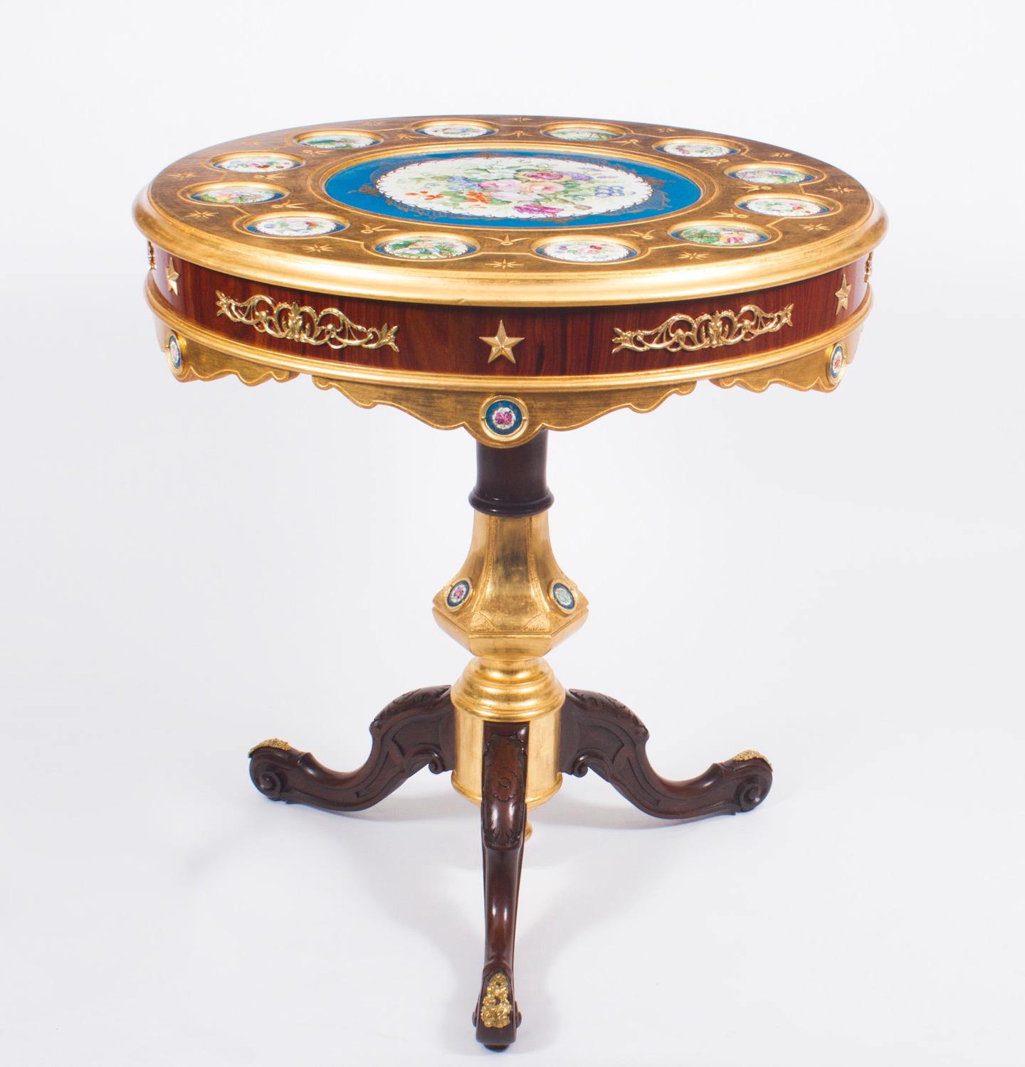 Pair of French Ormolu & Sevres Style Porcelain Occasional Side Tables 20th C In Good Condition For Sale In London, GB
